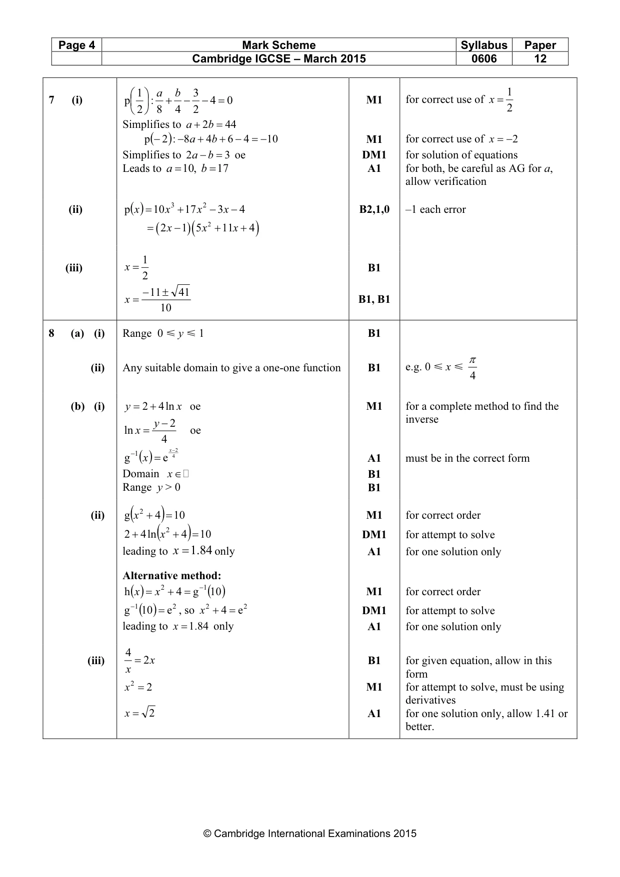 Mark scheme, page 4 of 6