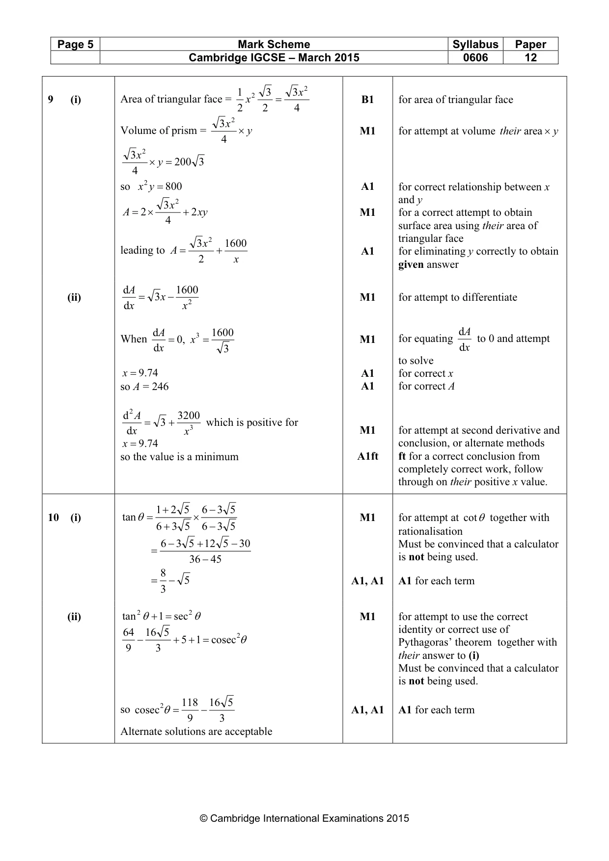 Mark scheme, page 5 of 6