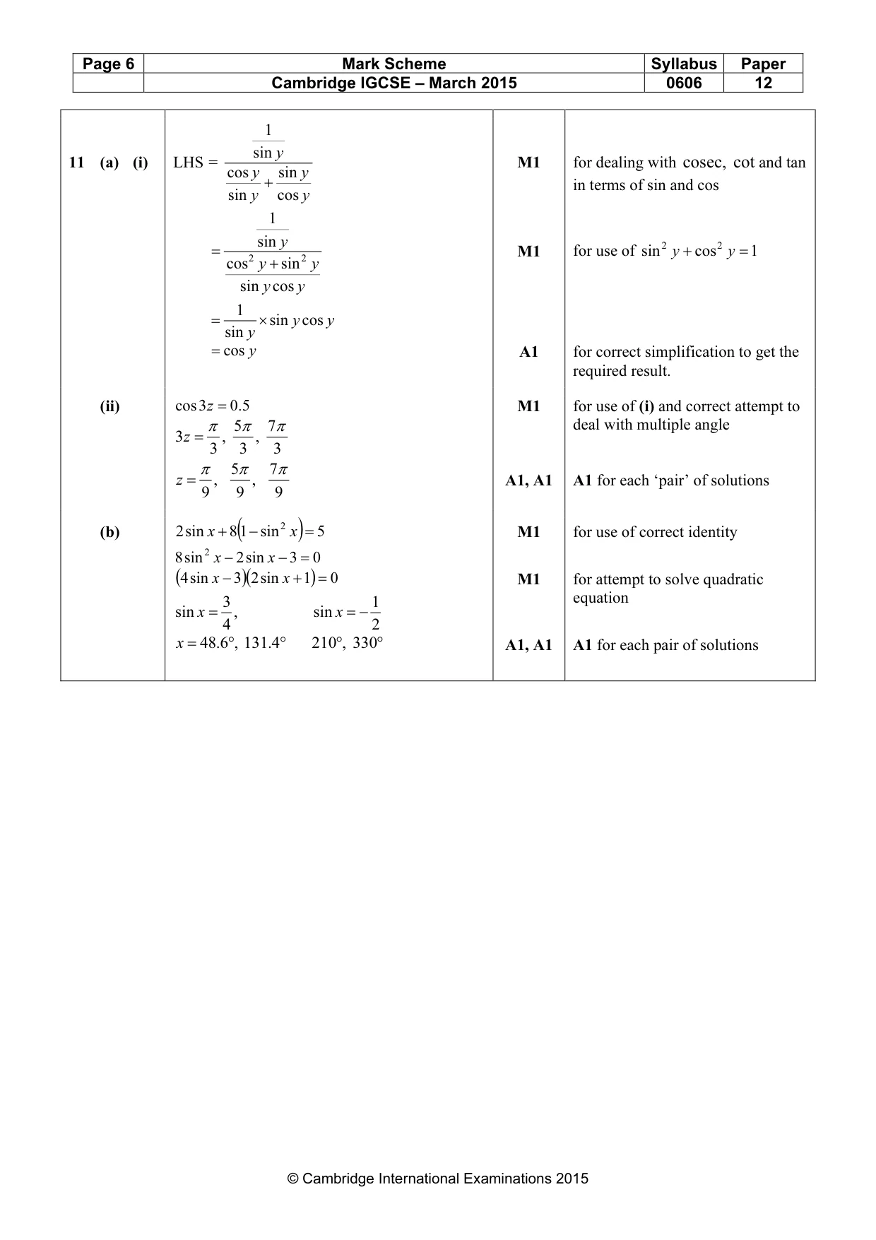 Mark scheme, page 6 of 6