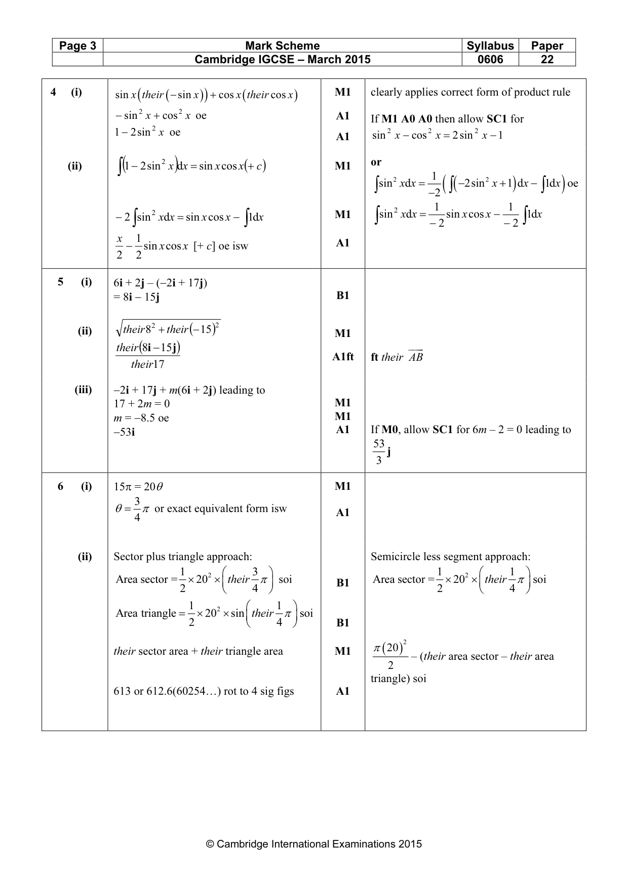 Mark scheme, page 3 of 7