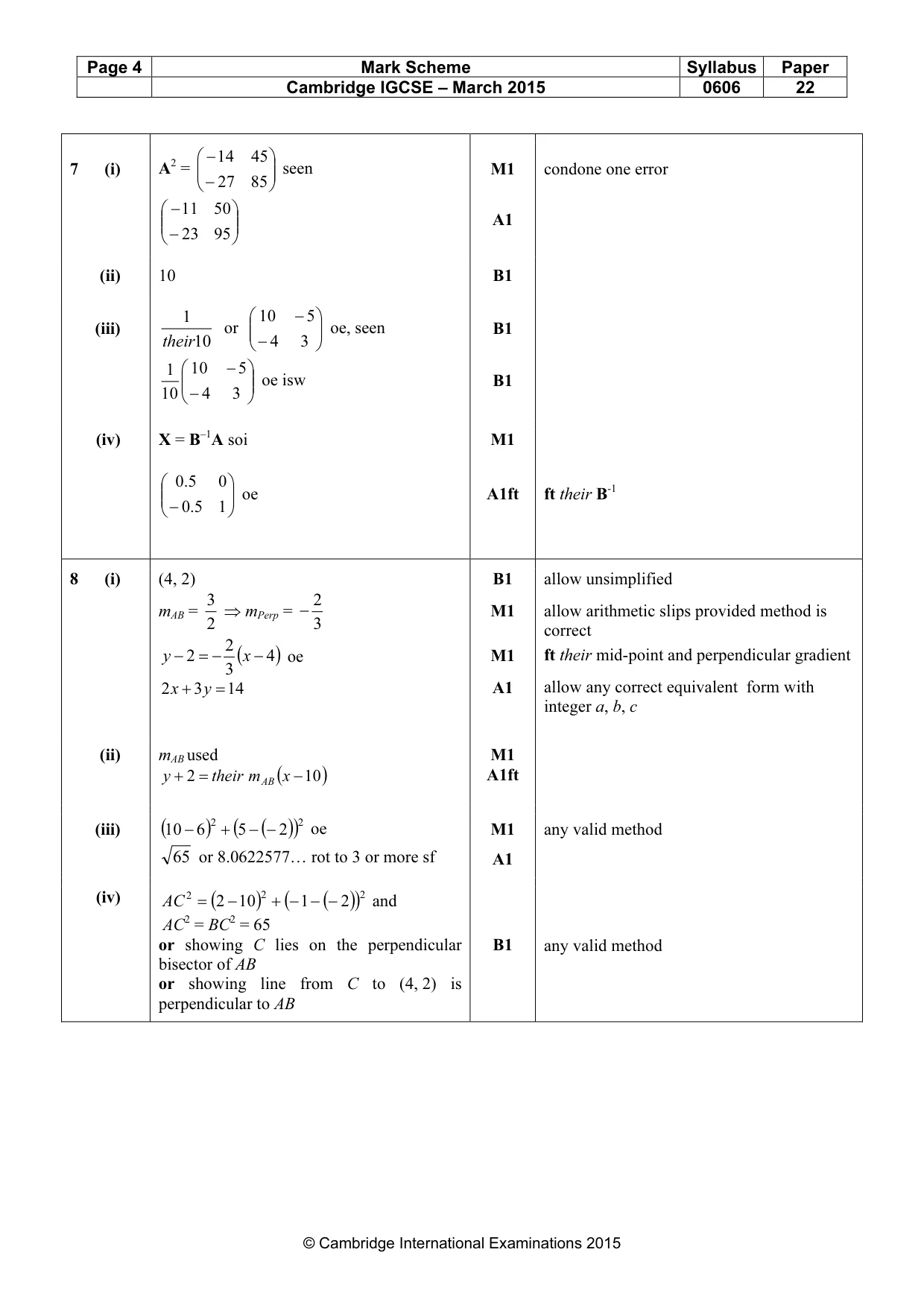 Mark scheme, page 4 of 7