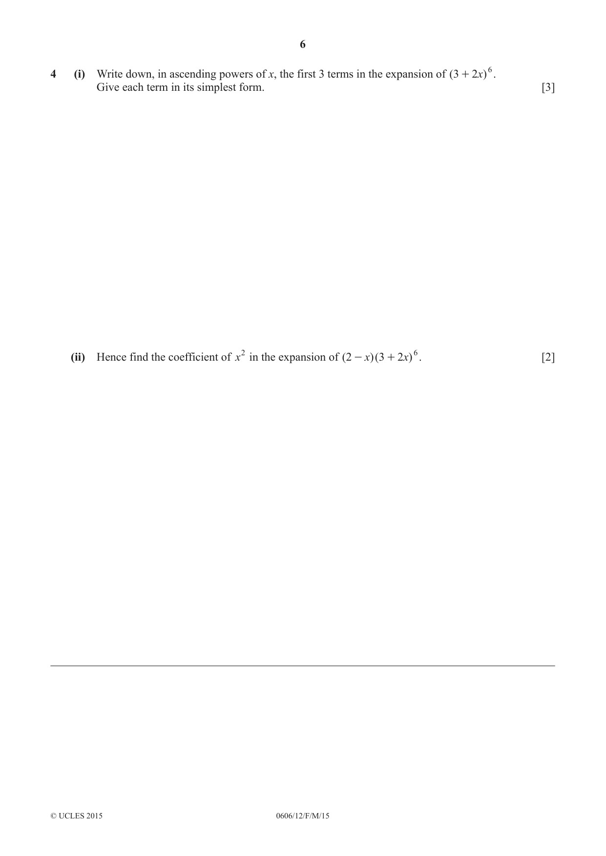 Cambridge IGCSE Mathematics - Additional 0606 2015 Feb/March Paper 1 · Variant 2 question paper, page 6 of 16