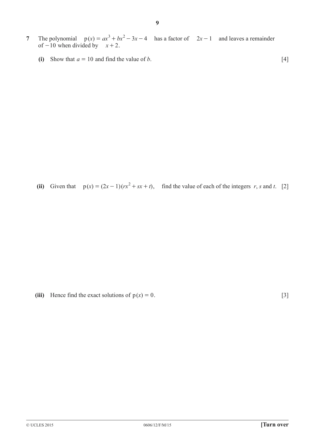 Cambridge IGCSE Mathematics - Additional 0606 2015 Feb/March Paper 1 · Variant 2 question paper, page 9 of 16