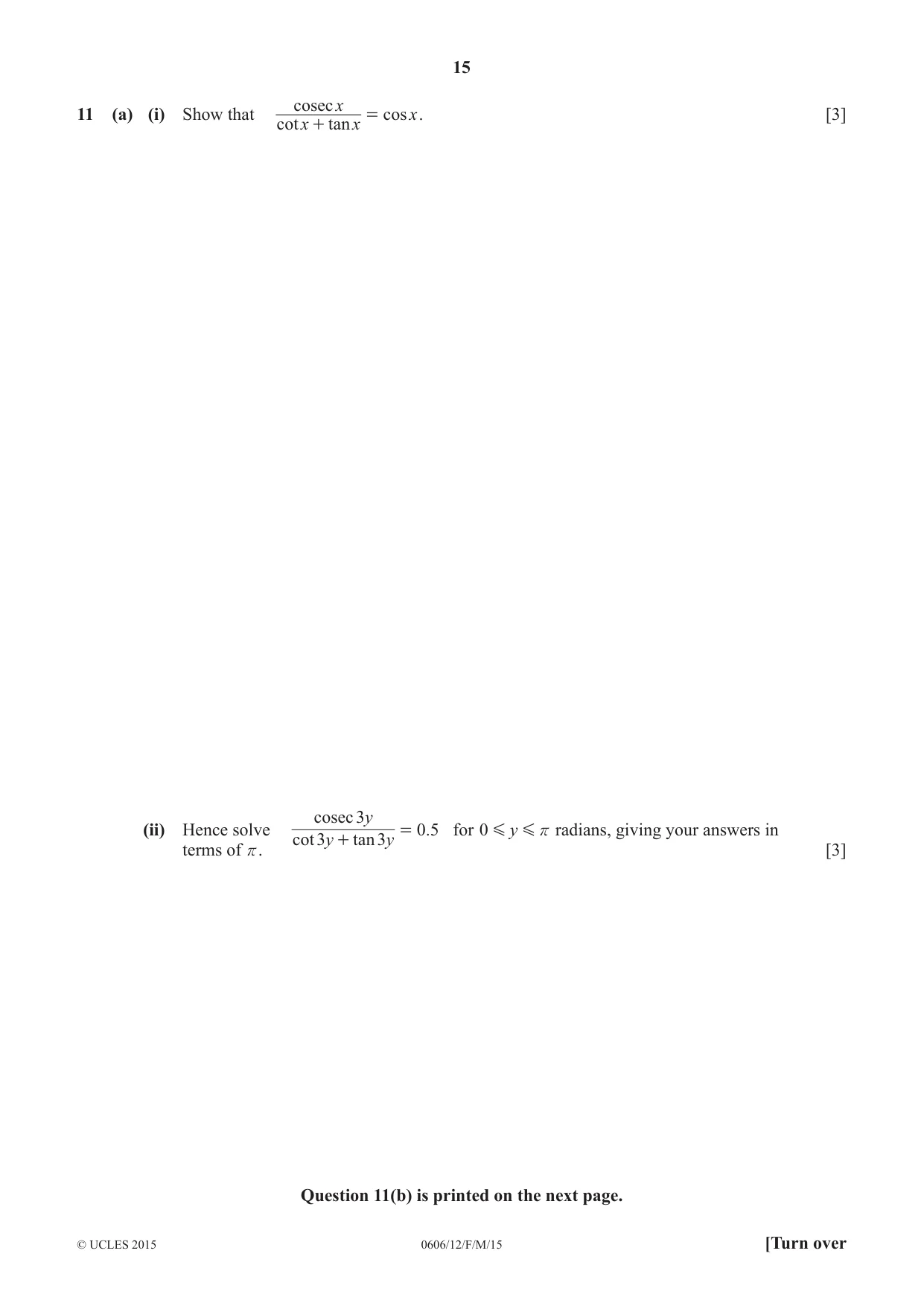 Cambridge IGCSE Mathematics - Additional 0606 2015 Feb/March Paper 1 · Variant 2 question paper, page 15 of 16