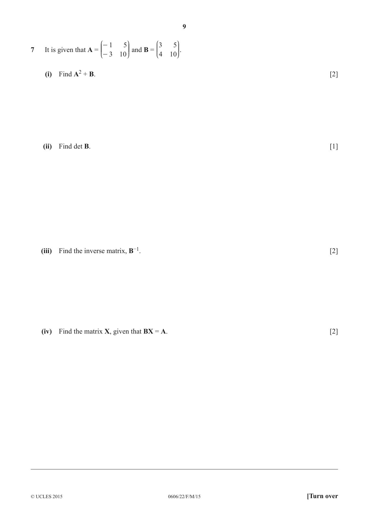 Cambridge IGCSE Mathematics - Additional 0606 2015 Feb/March Paper 2 · Variant 2 question paper, page 9 of 16