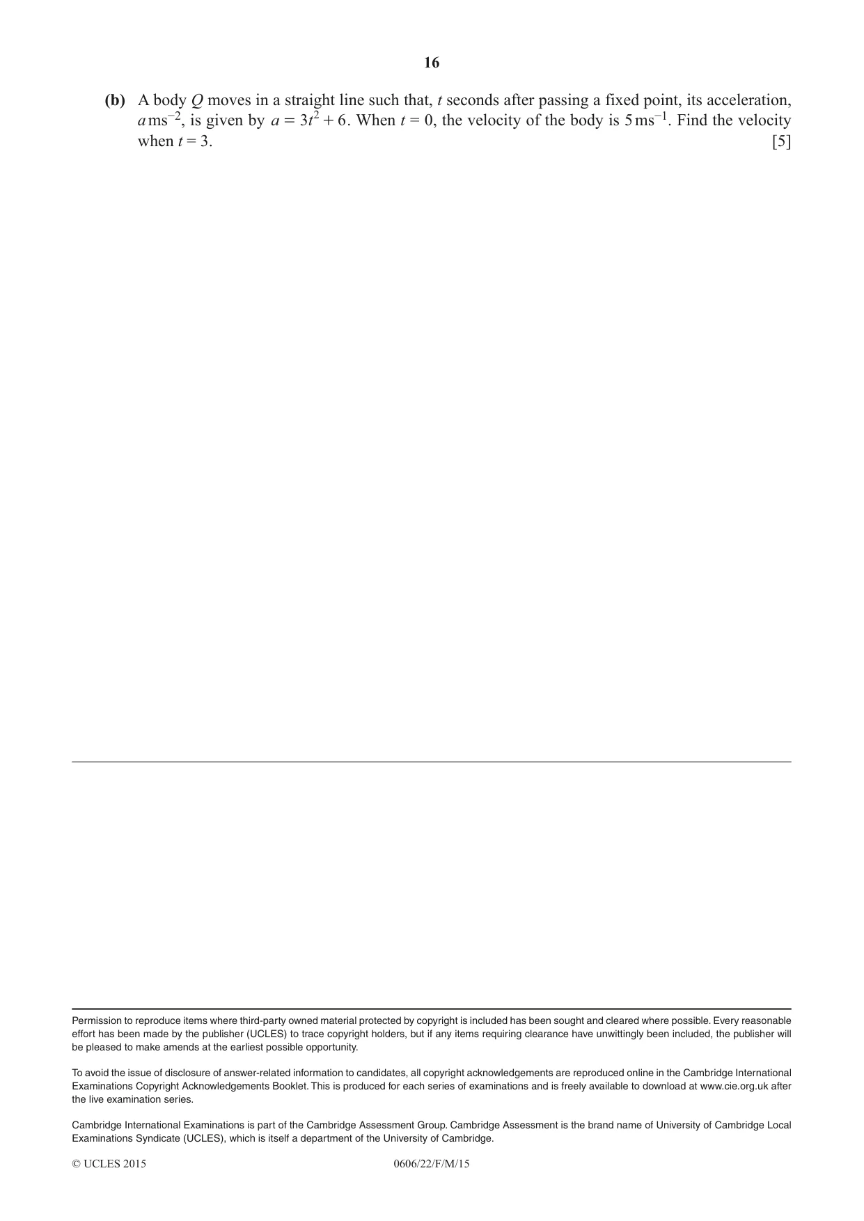 Cambridge IGCSE Mathematics - Additional 0606 2015 Feb/March Paper 2 · Variant 2 question paper, page 16 of 16