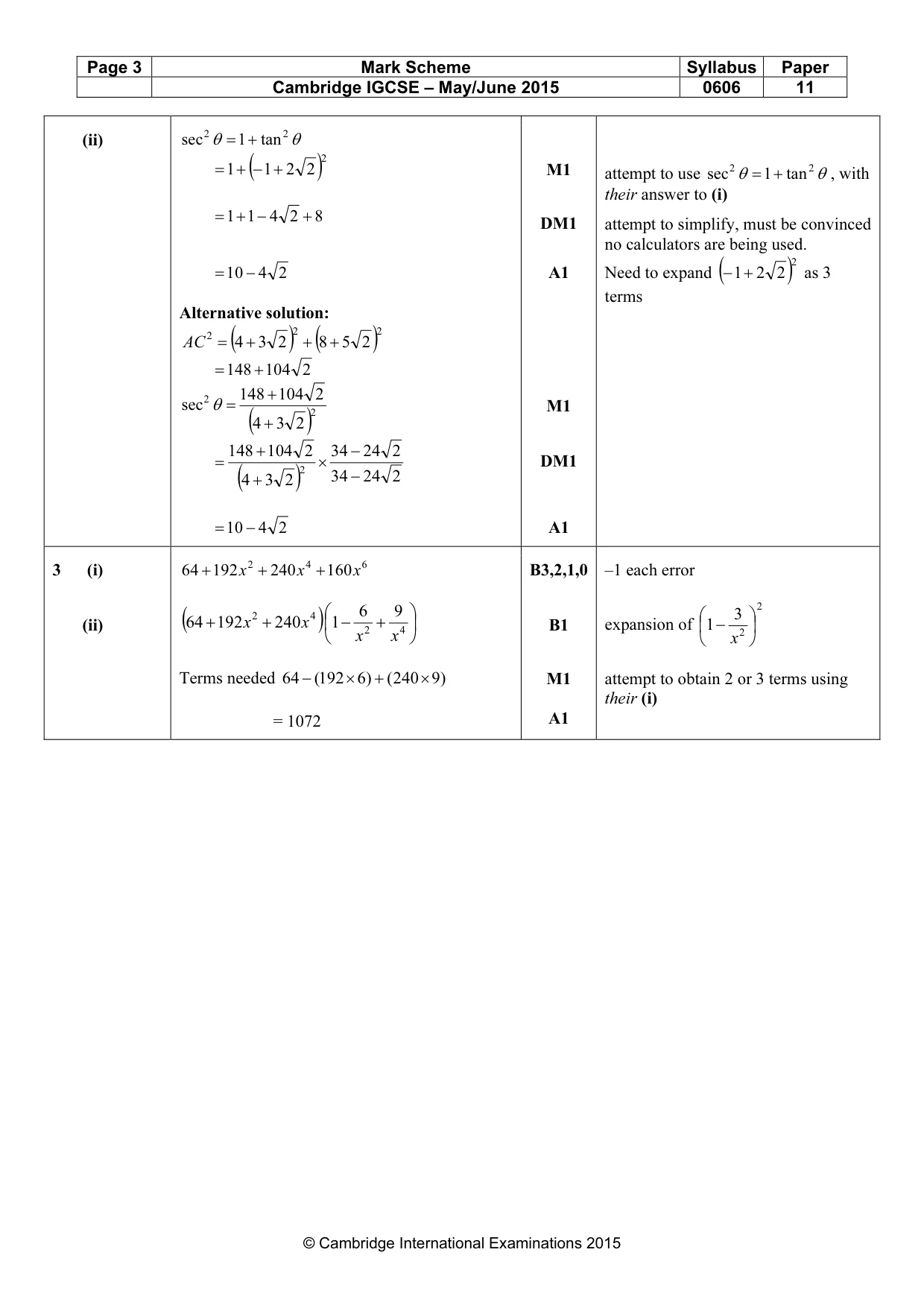 Mark scheme, page 3 of 8