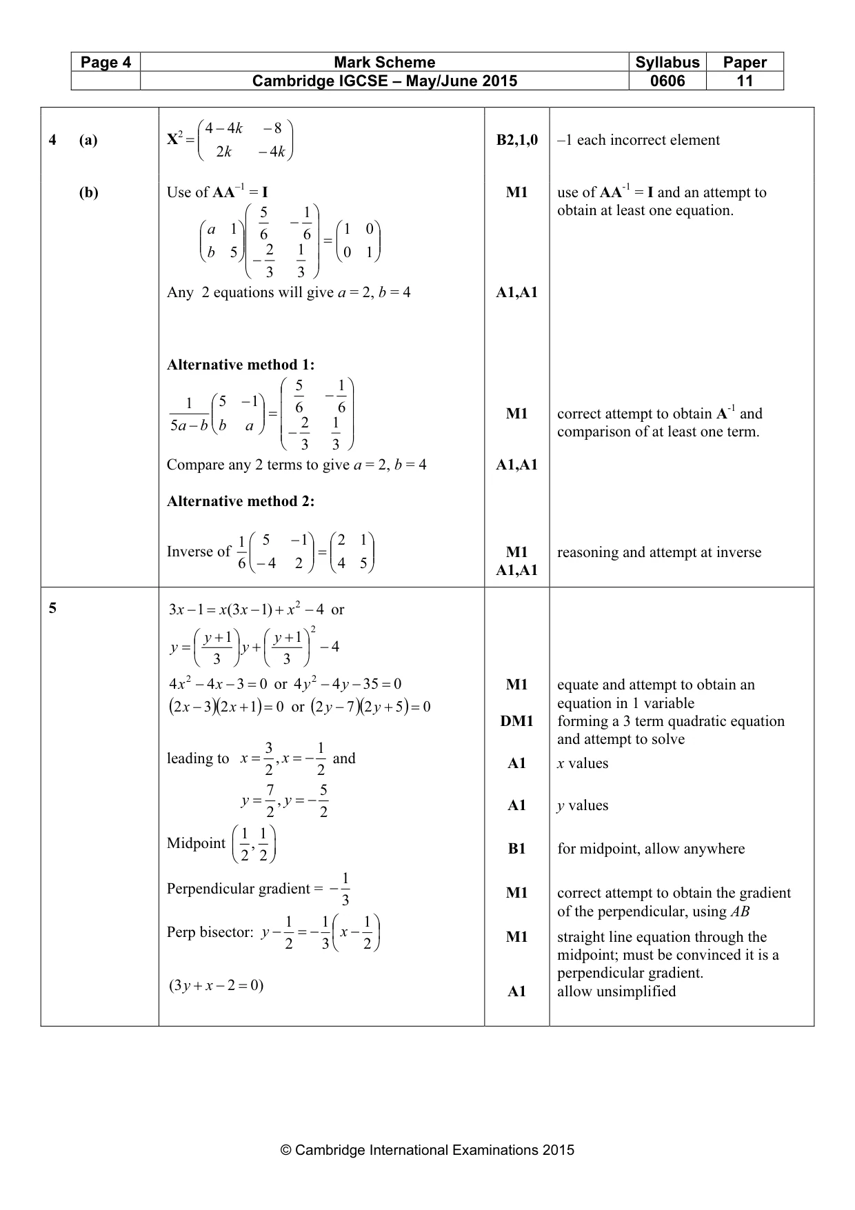 Mark scheme, page 4 of 8