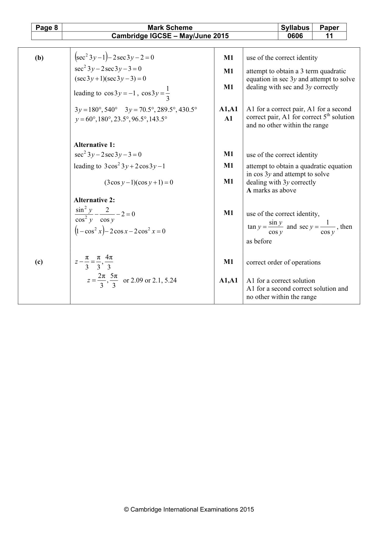 Mark scheme, page 8 of 8