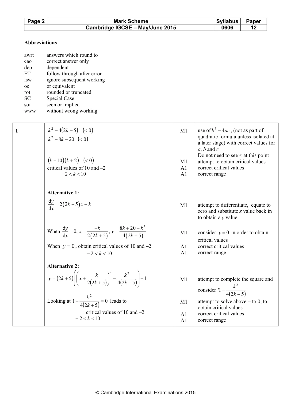 Mark scheme, page 2 of 8