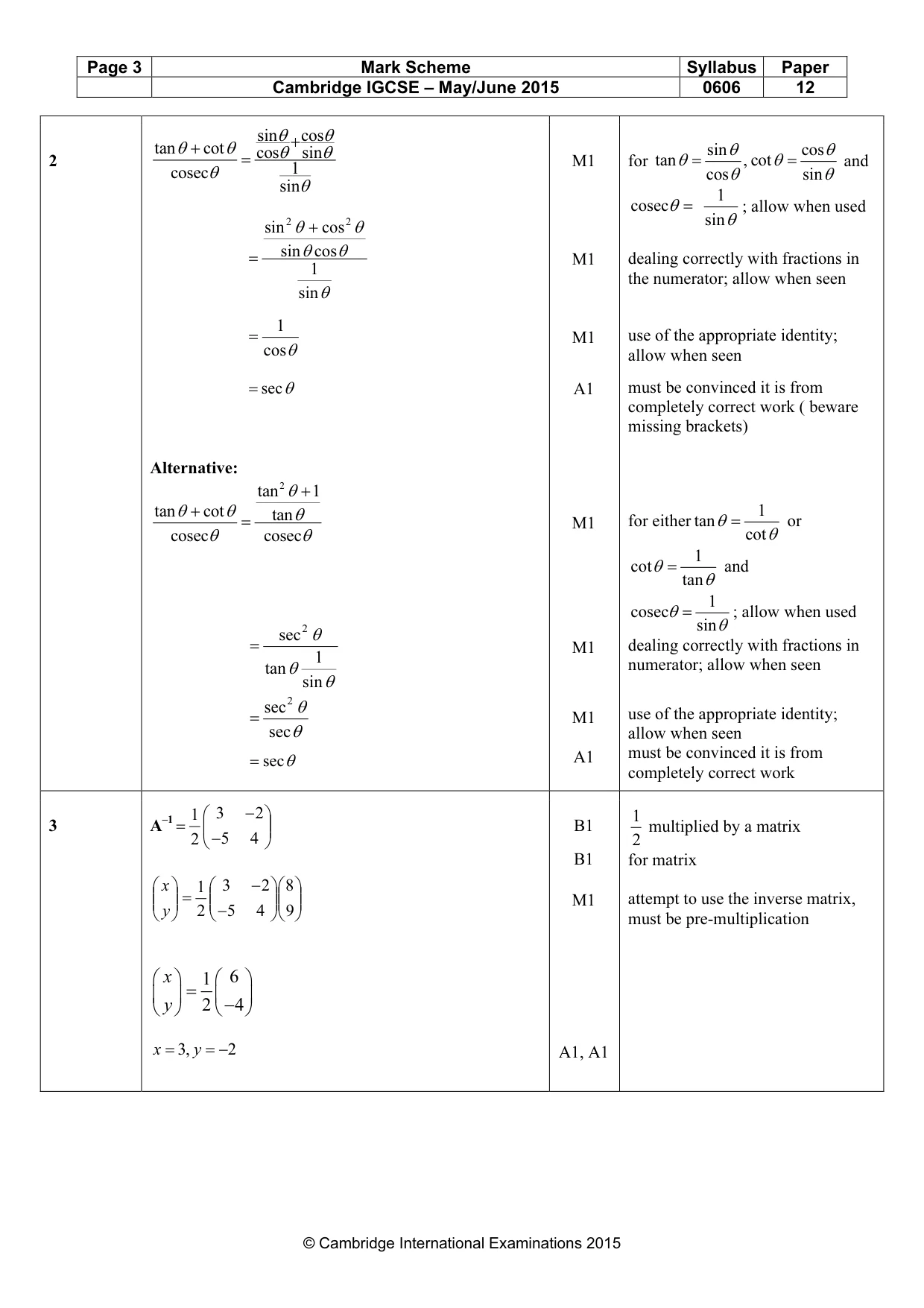 Mark scheme, page 3 of 8