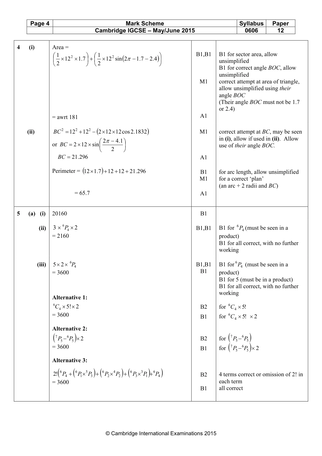 Mark scheme, page 4 of 8