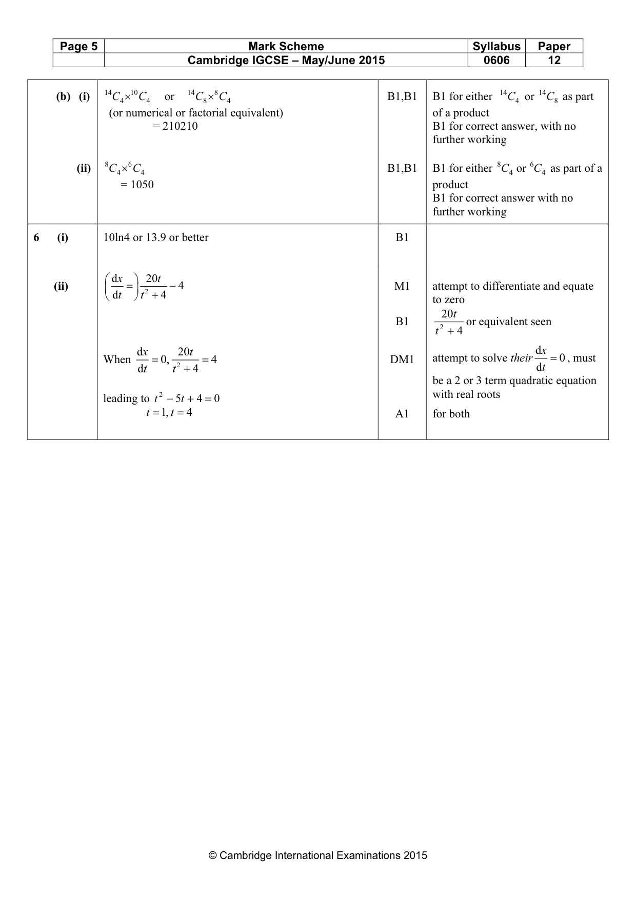 Mark scheme, page 5 of 8