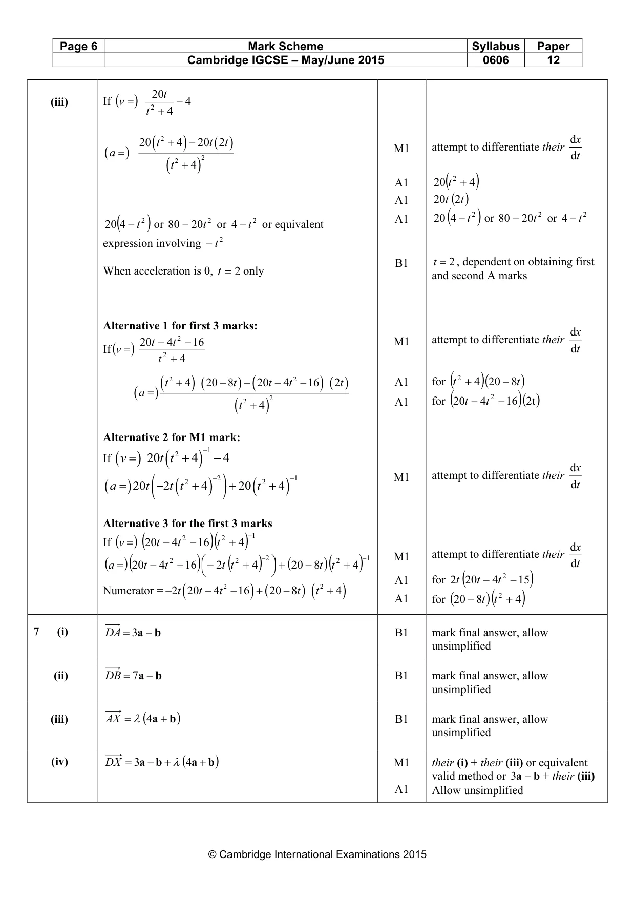 Mark scheme, page 6 of 8