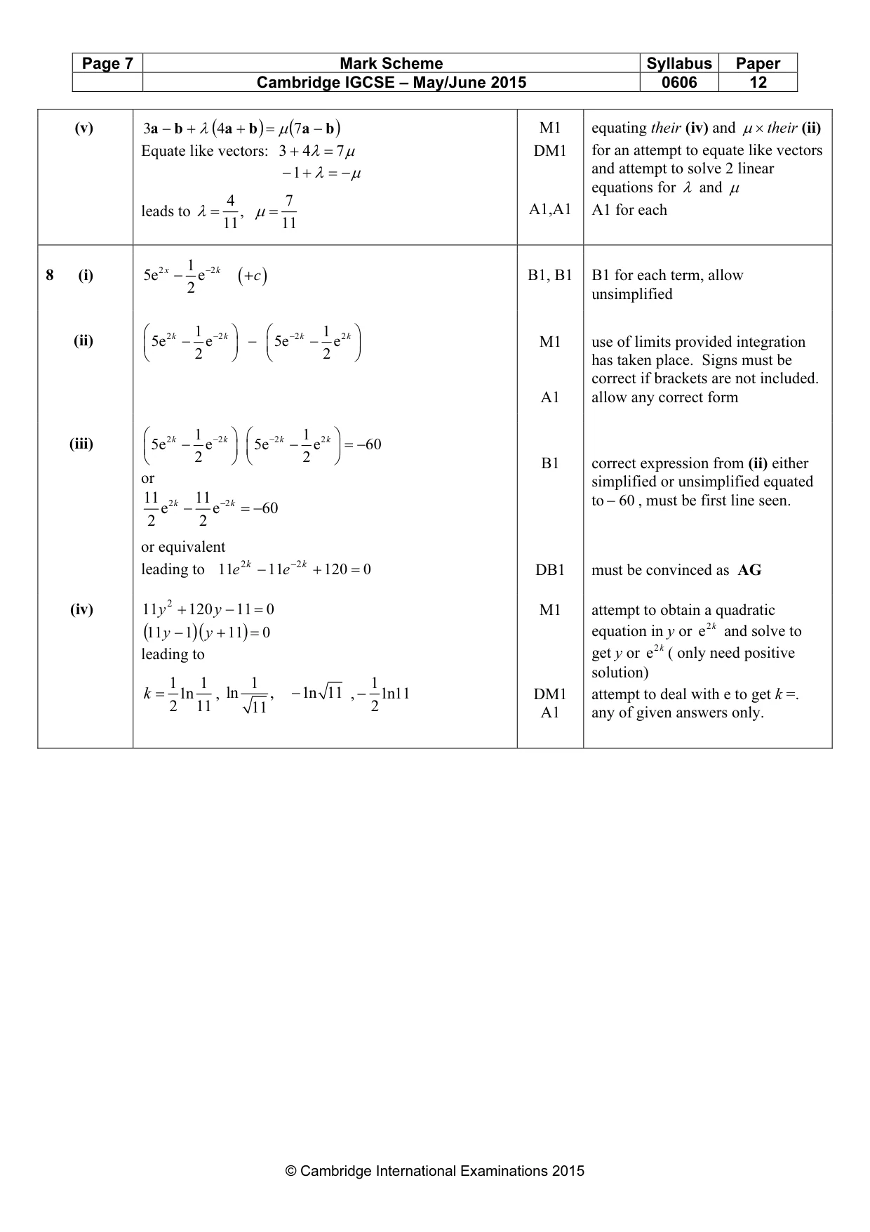 Mark scheme, page 7 of 8