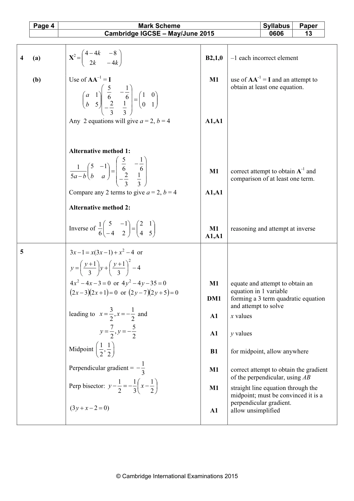 Mark scheme, page 4 of 8