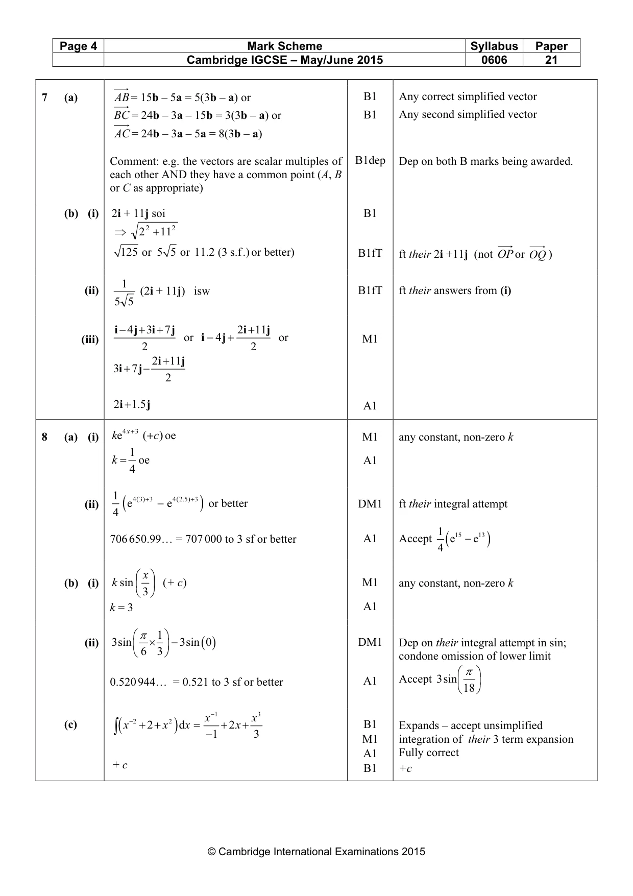 Mark scheme, page 4 of 5