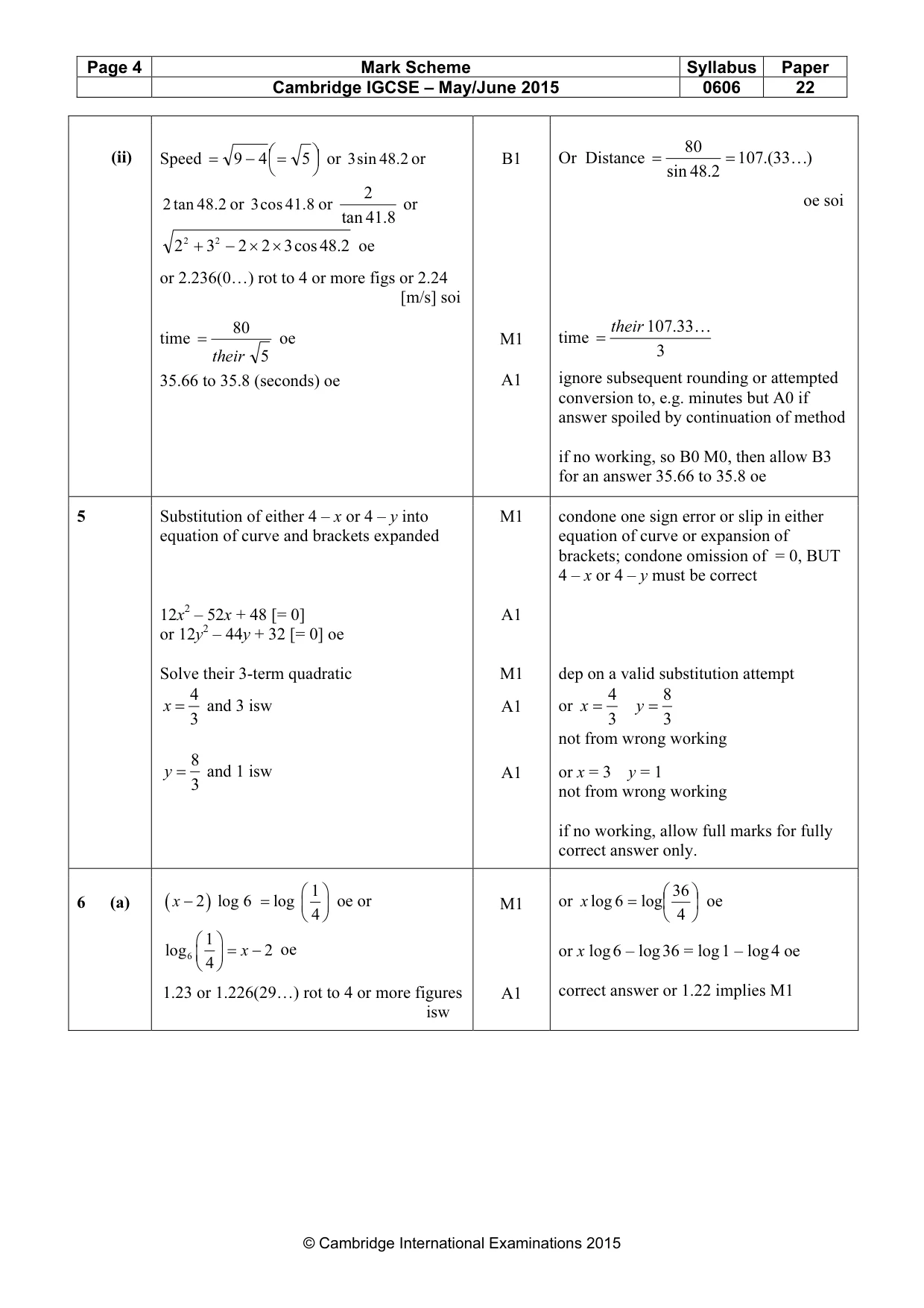 Mark scheme, page 4 of 9