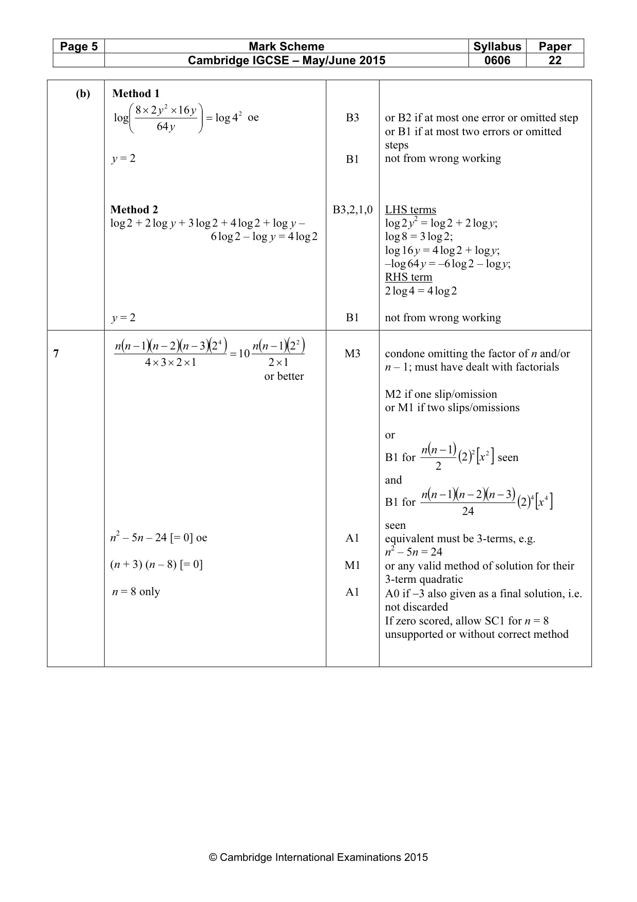 Mark scheme, page 5 of 9