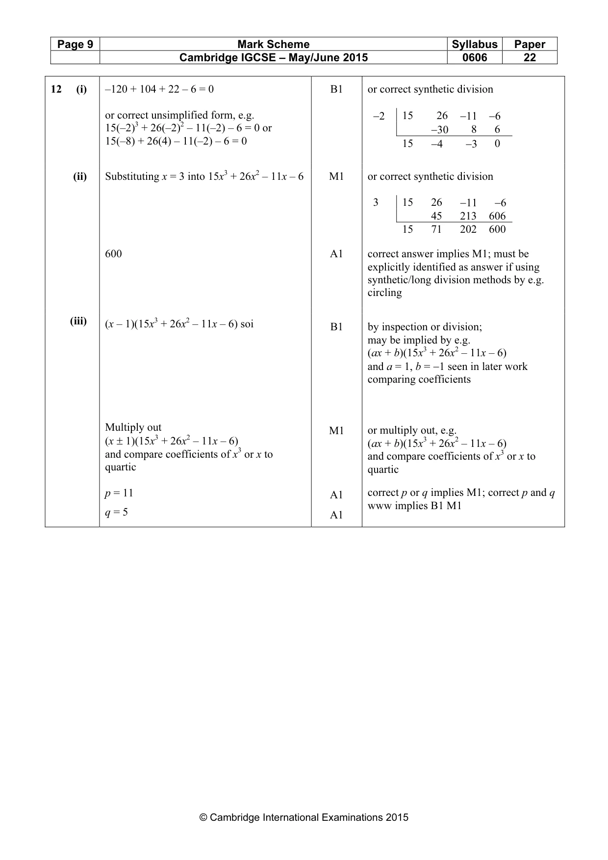 Mark scheme, page 9 of 9