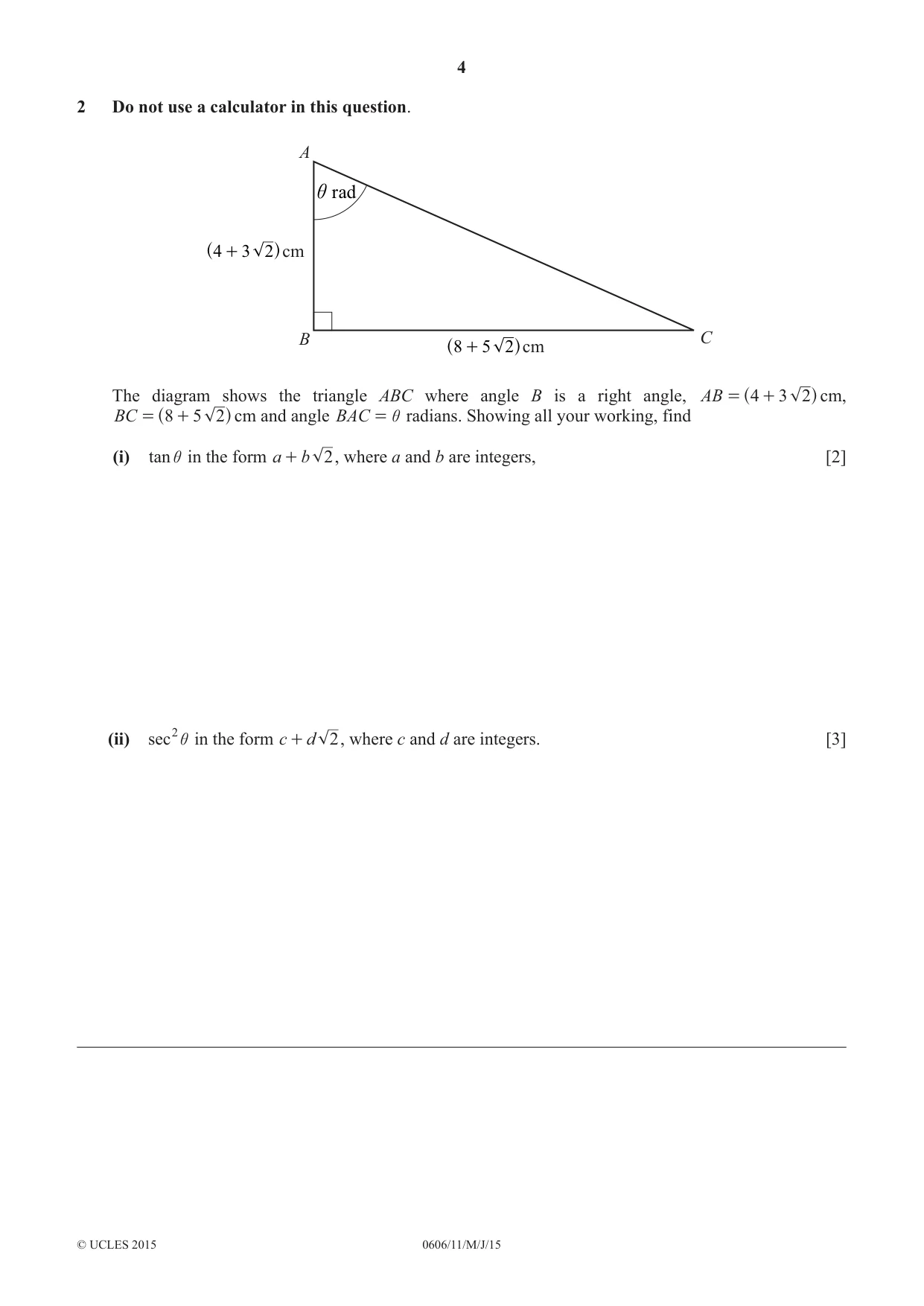 Cambridge IGCSE Mathematics - Additional 0606 2015 May/June Paper 1 · Variant 1 question paper, page 4 of 16