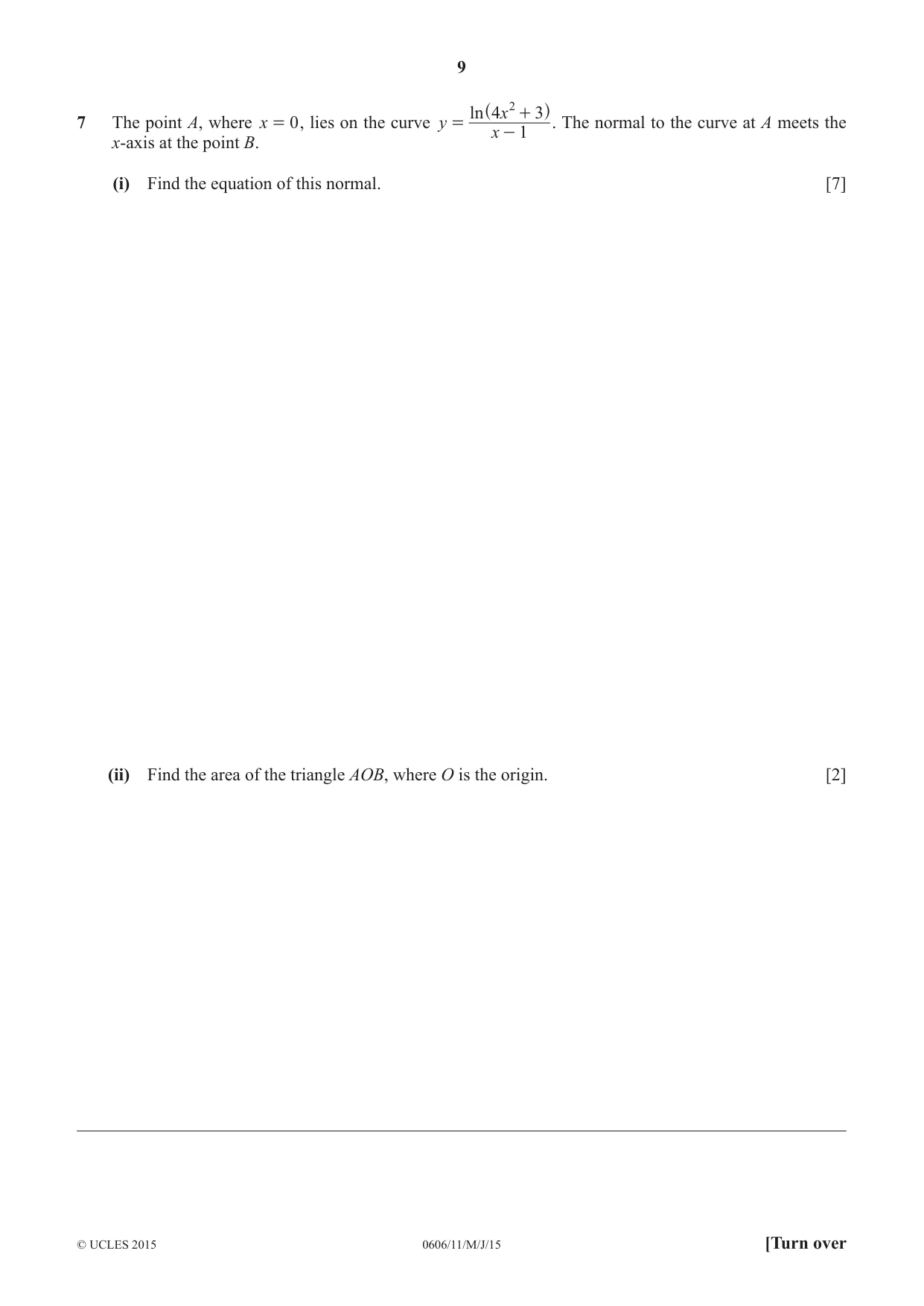 Cambridge IGCSE Mathematics - Additional 0606 2015 May/June Paper 1 · Variant 1 question paper, page 9 of 16