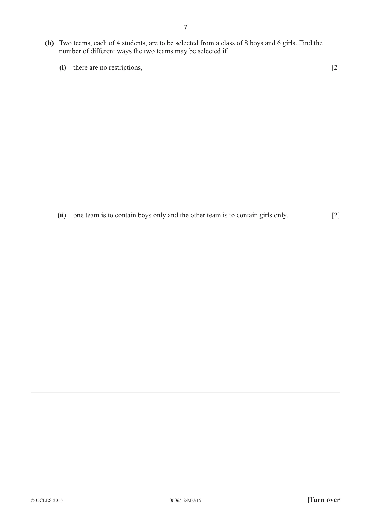 Cambridge IGCSE Mathematics - Additional 0606 2015 May/June Paper 1 · Variant 2 question paper, page 7 of 16