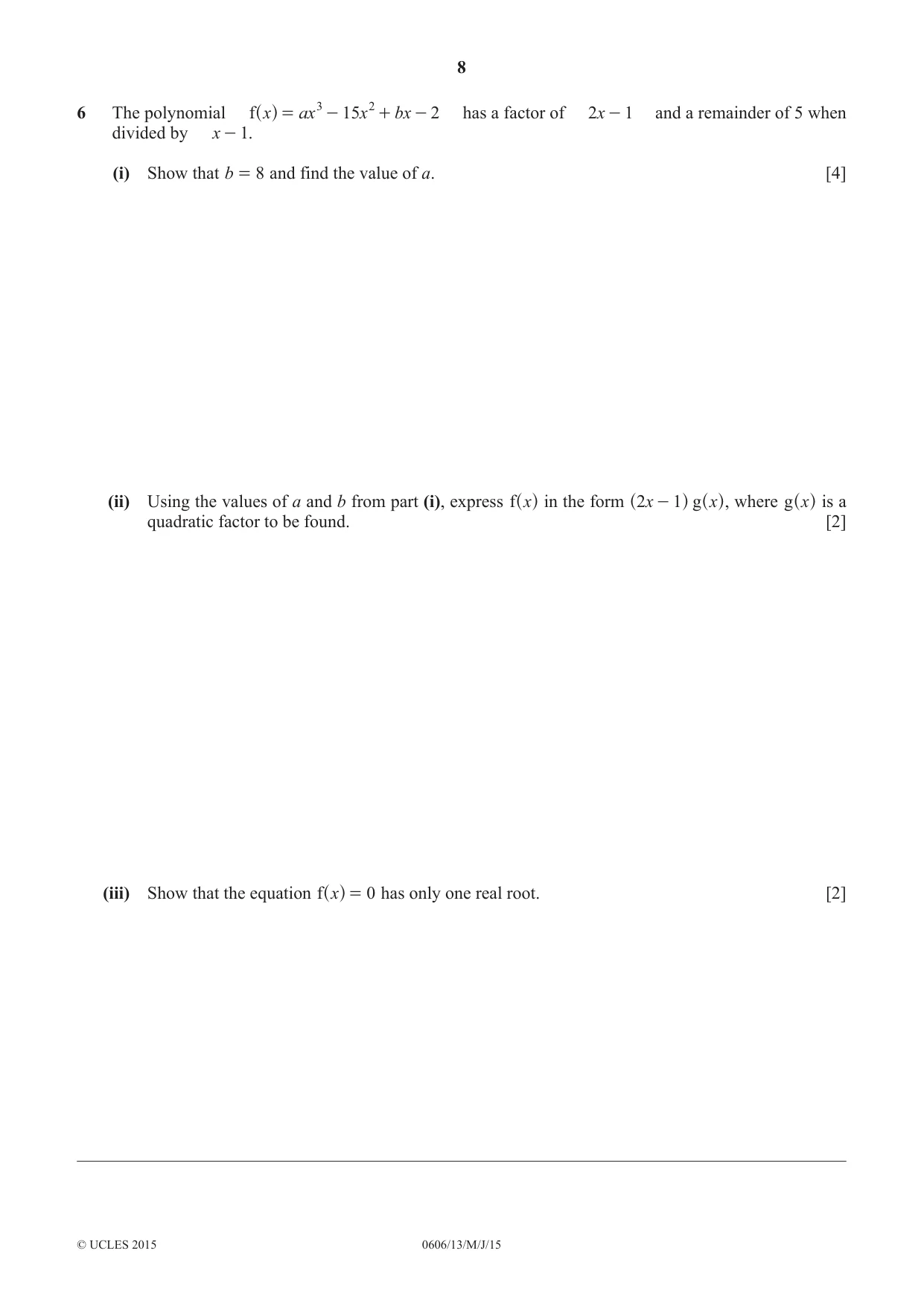 Cambridge IGCSE Mathematics - Additional 0606 2015 May/June Paper 1 · Variant 3 question paper, page 8 of 16