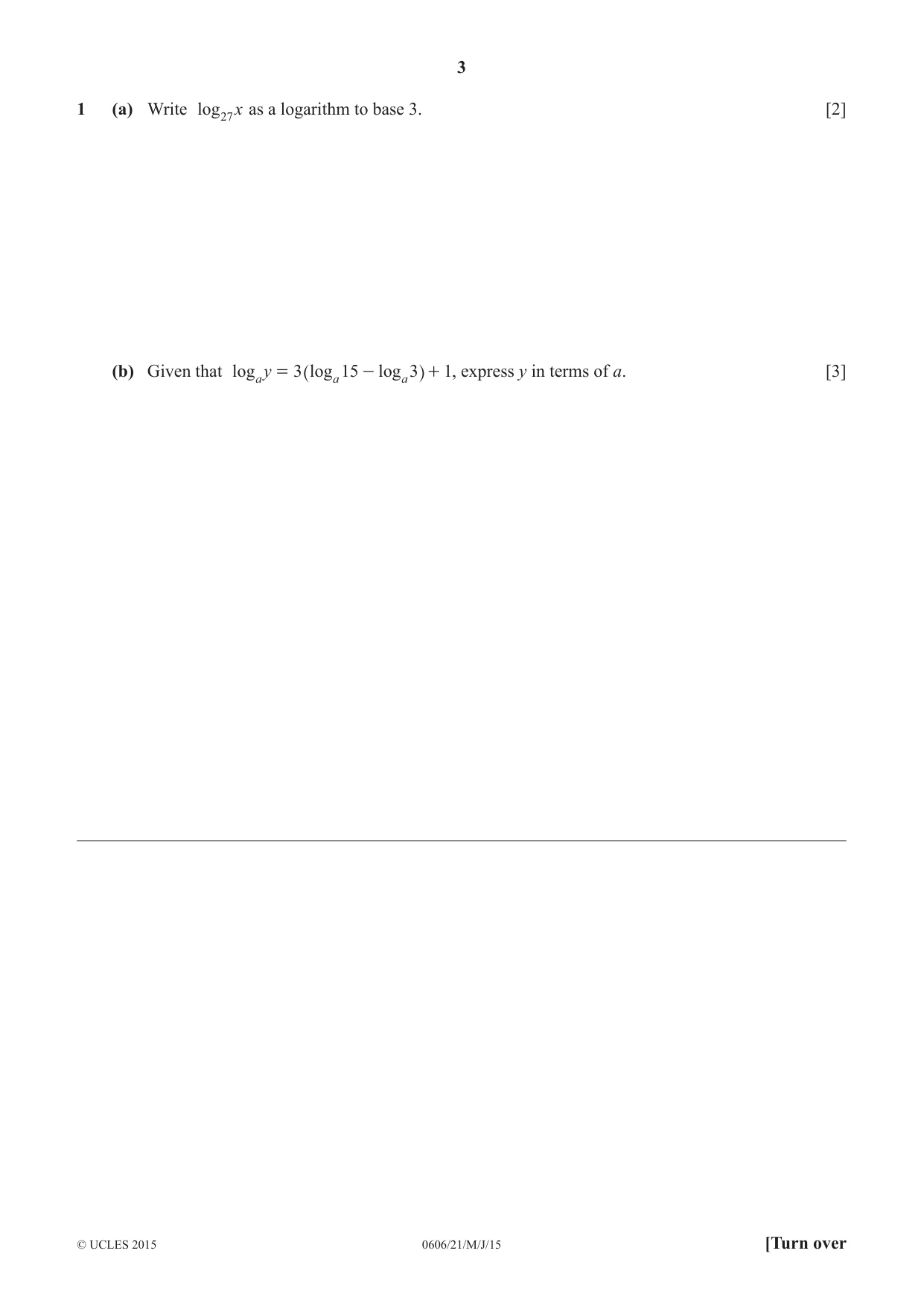 Cambridge IGCSE Mathematics - Additional 0606 2015 May/June Paper 2 · Variant 1 question paper, page 3 of 16