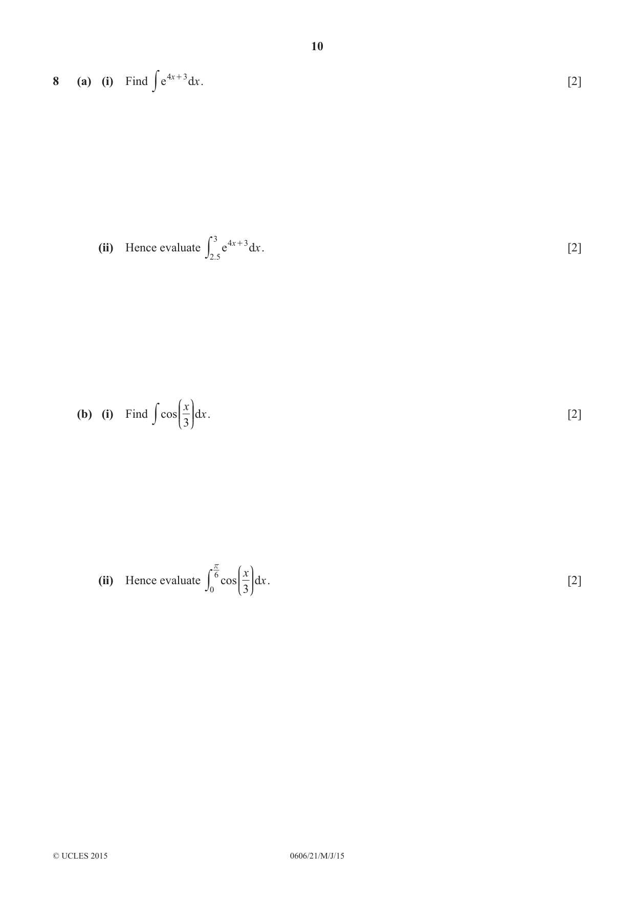 Cambridge IGCSE Mathematics - Additional 0606 2015 May/June Paper 2 · Variant 1 question paper, page 10 of 16