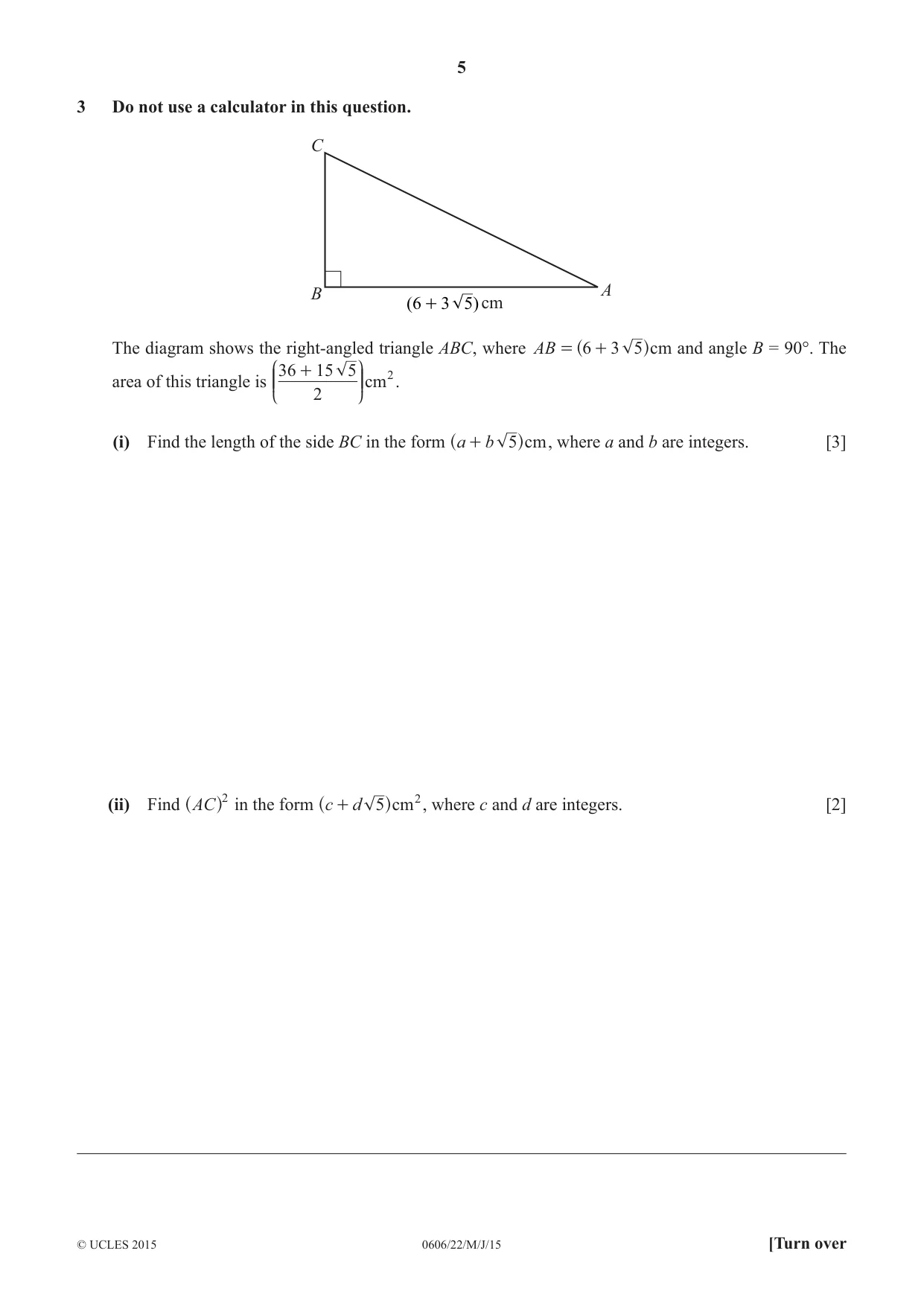 Cambridge IGCSE Mathematics - Additional 0606 2015 May/June Paper 2 · Variant 2 question paper, page 5 of 16