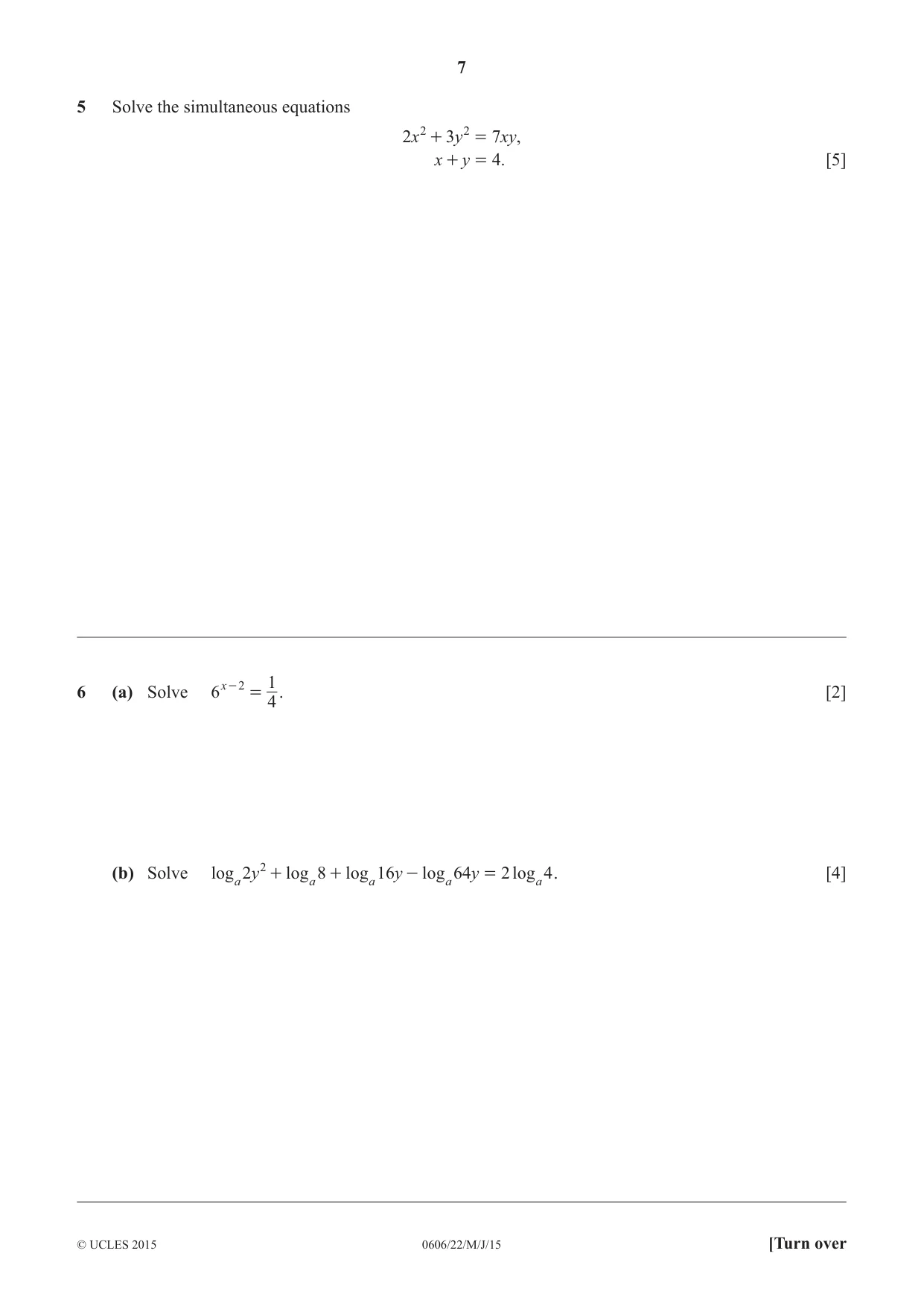 Cambridge IGCSE Mathematics - Additional 0606 2015 May/June Paper 2 · Variant 2 question paper, page 7 of 16