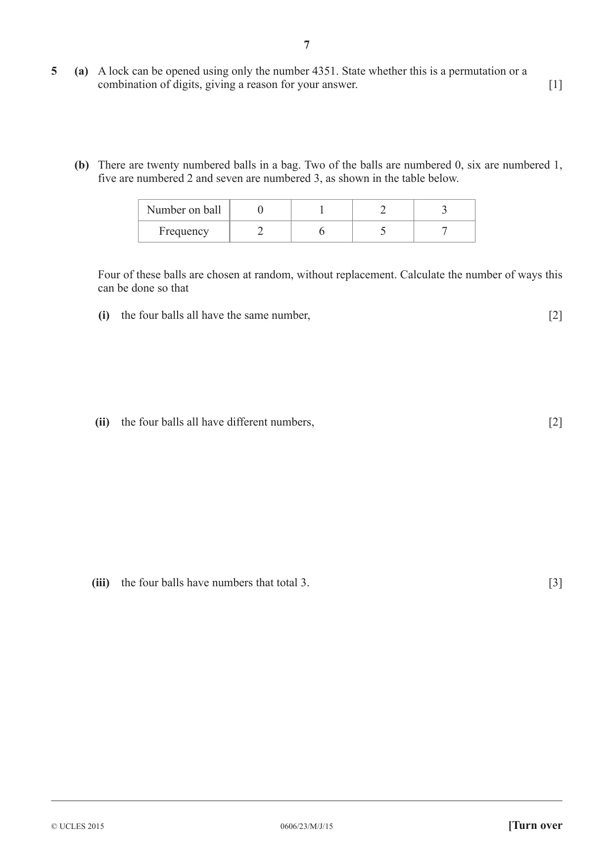 Cambridge IGCSE Mathematics - Additional 0606 2015 May/June Paper 2 · Variant 3 question paper, page 7 of 16