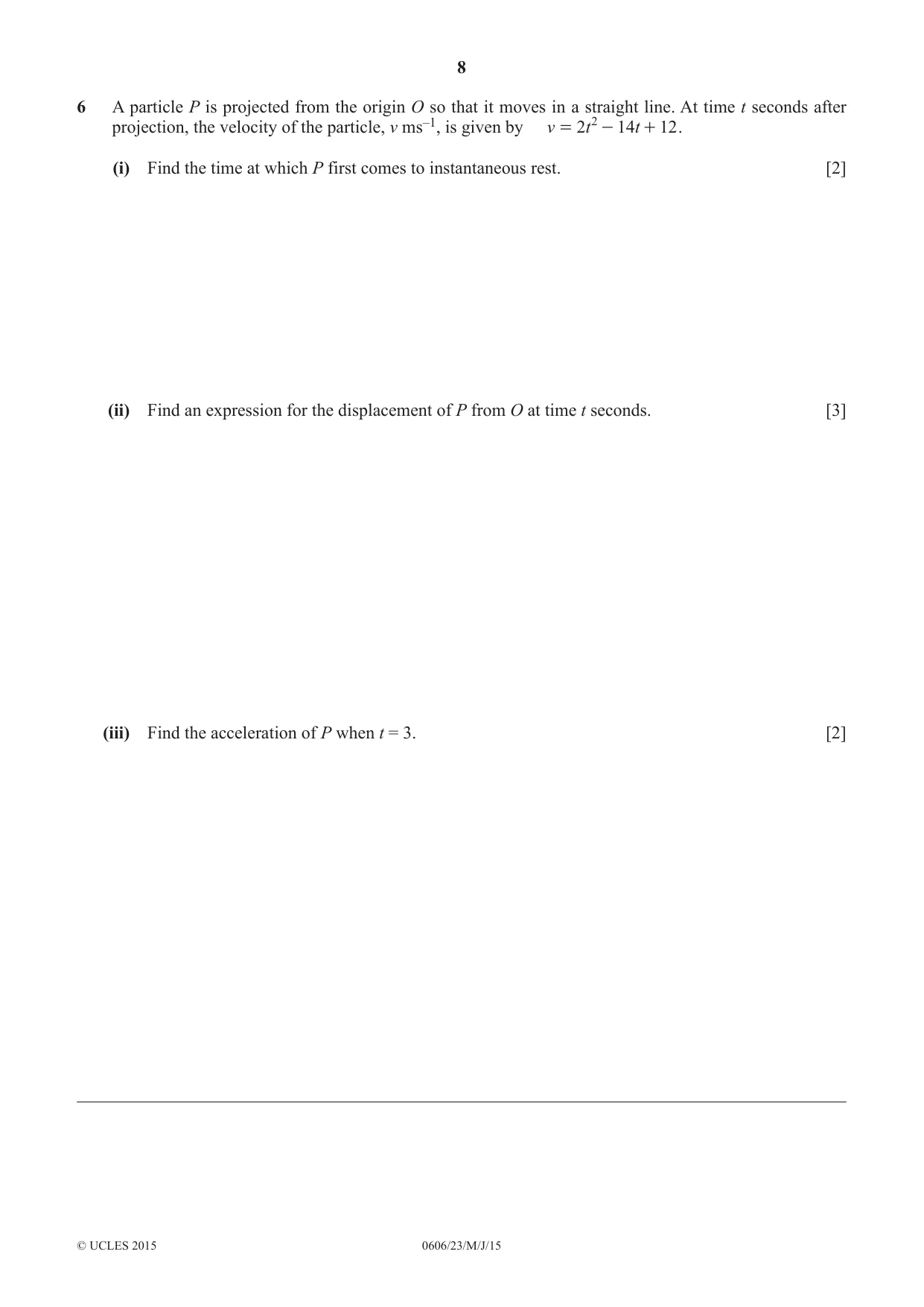 Cambridge IGCSE Mathematics - Additional 0606 2015 May/June Paper 2 · Variant 3 question paper, page 8 of 16