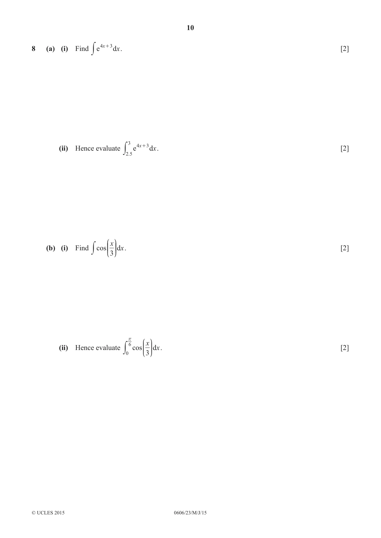 Cambridge IGCSE Mathematics - Additional 0606 2015 May/June Paper 2 · Variant 3 question paper, page 10 of 16