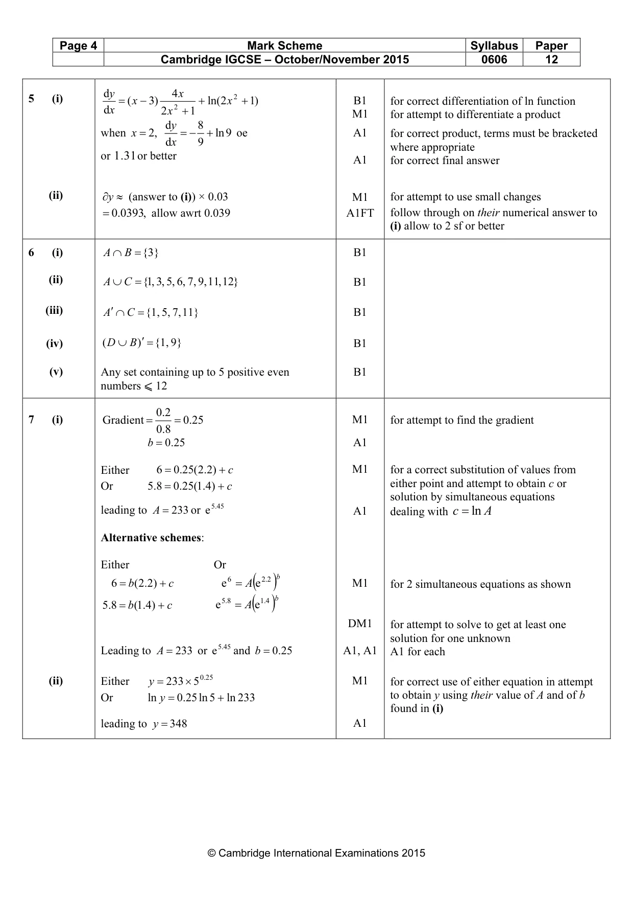 Mark scheme, page 4 of 8