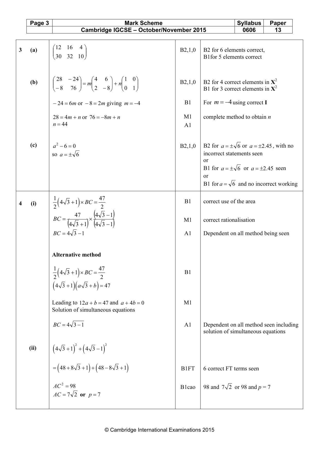 Mark scheme, page 3 of 9