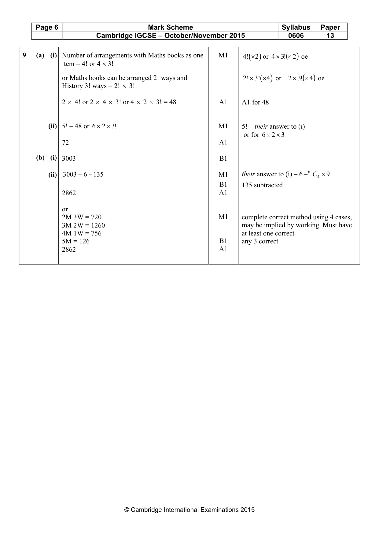 Mark scheme, page 6 of 9