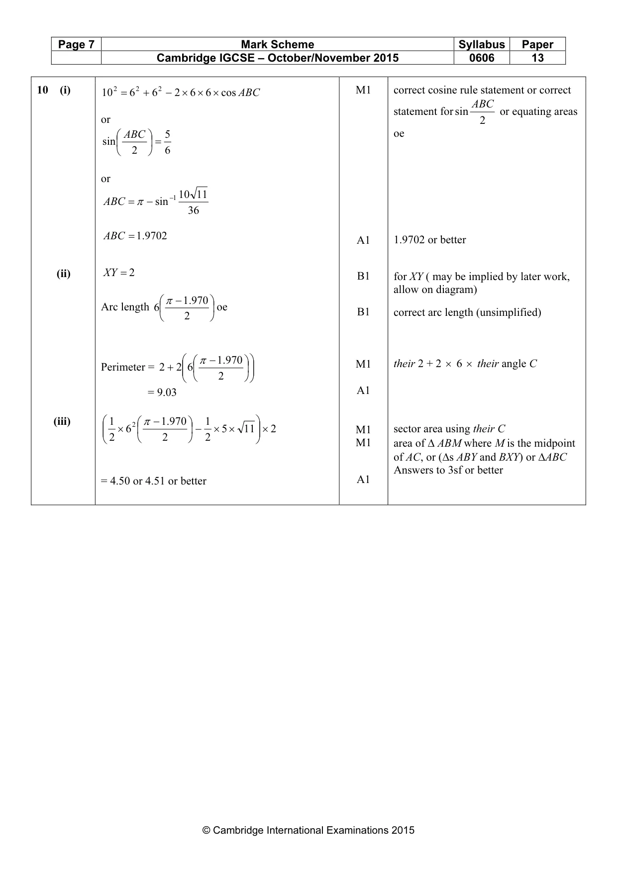 Mark scheme, page 7 of 9