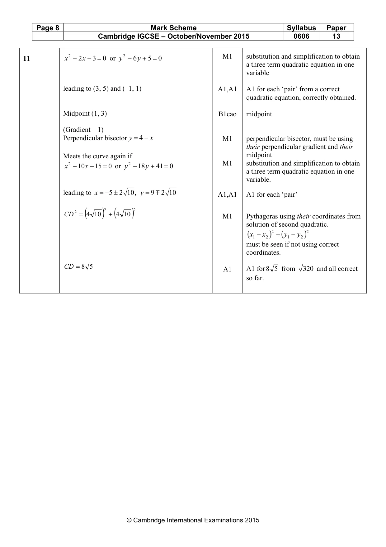 Mark scheme, page 8 of 9