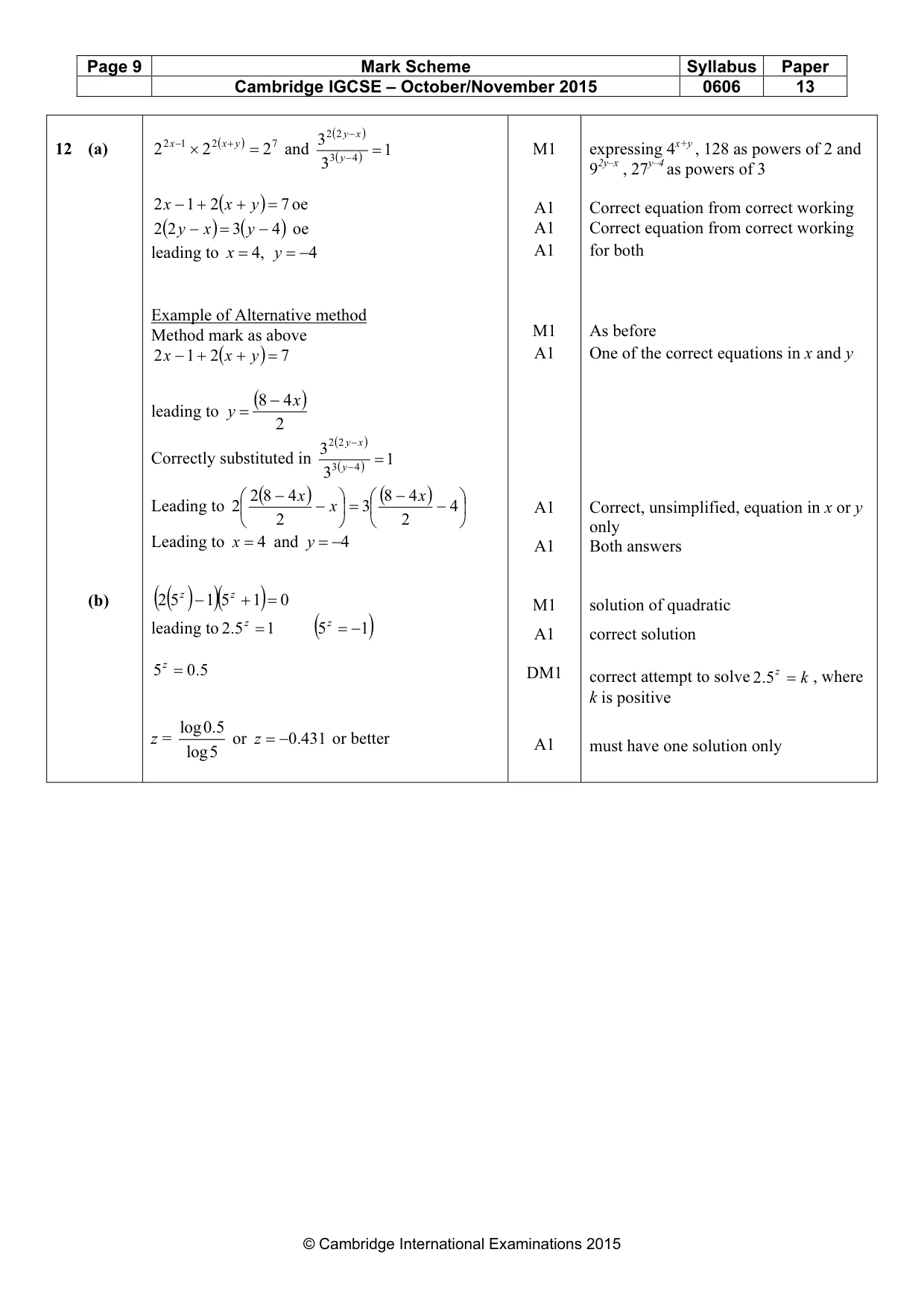 Mark scheme, page 9 of 9