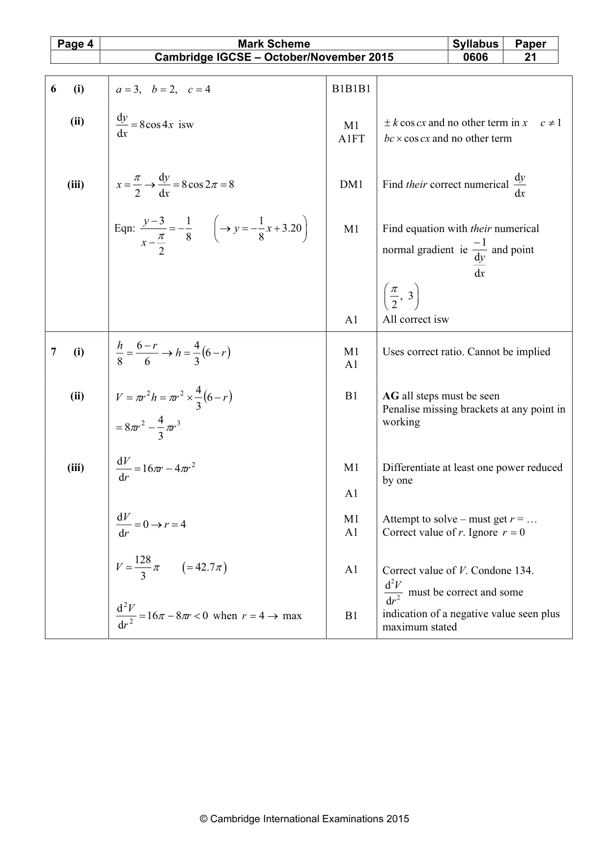 Mark scheme, page 4 of 6