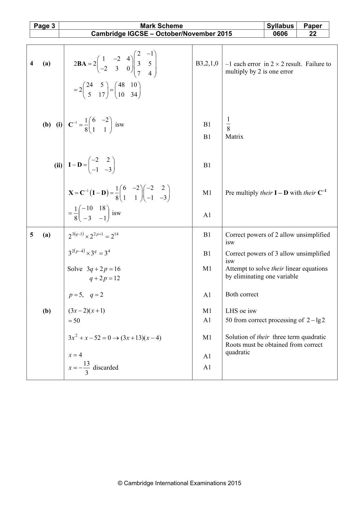 Mark scheme, page 3 of 6