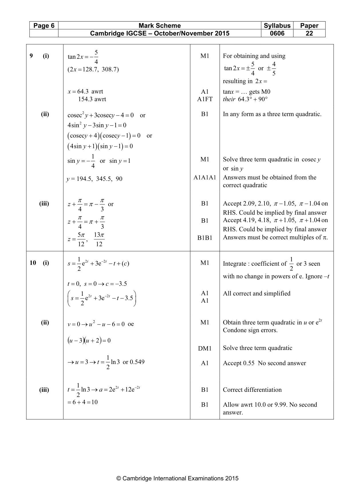 Mark scheme, page 6 of 6