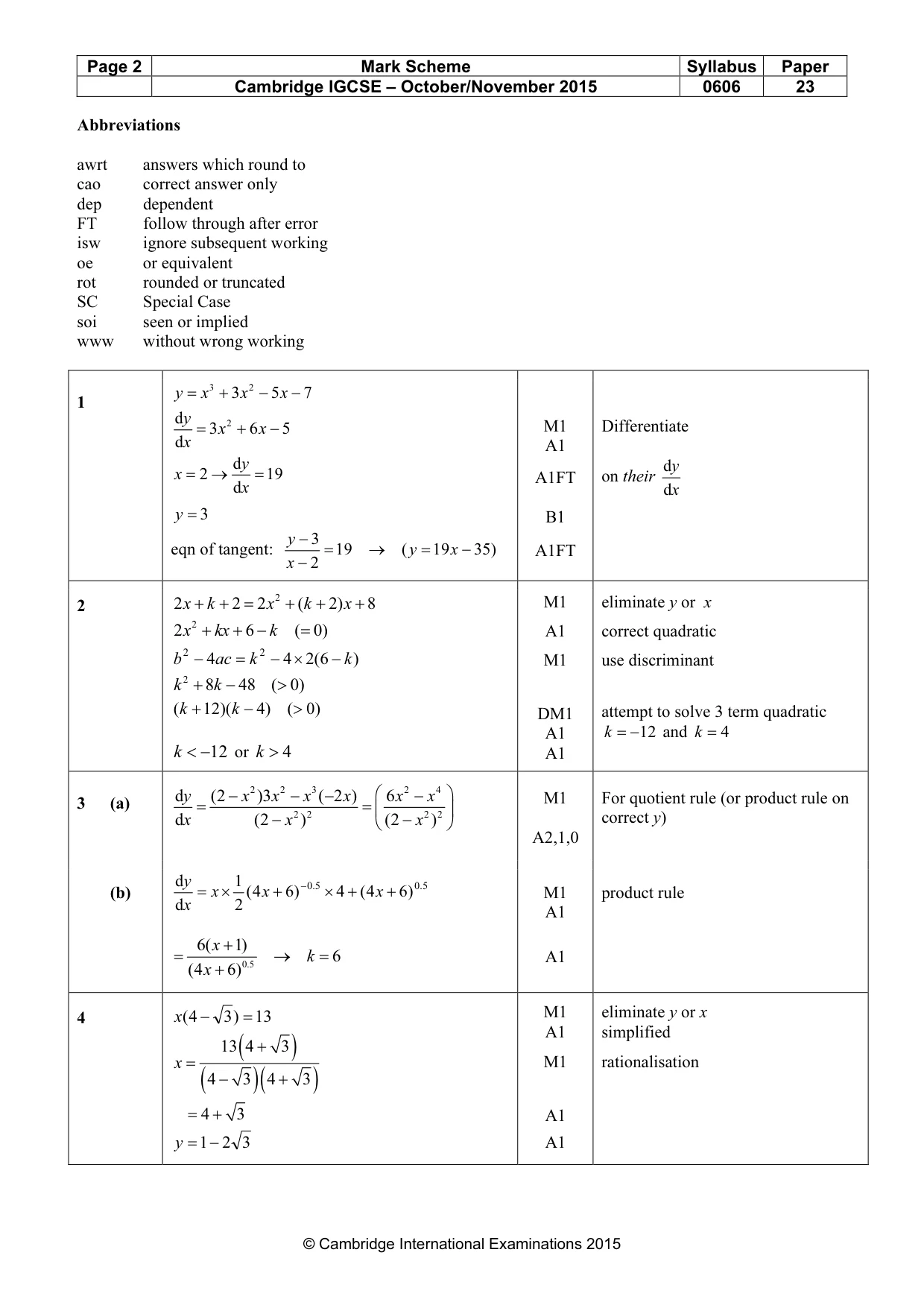 Mark scheme, page 2 of 6