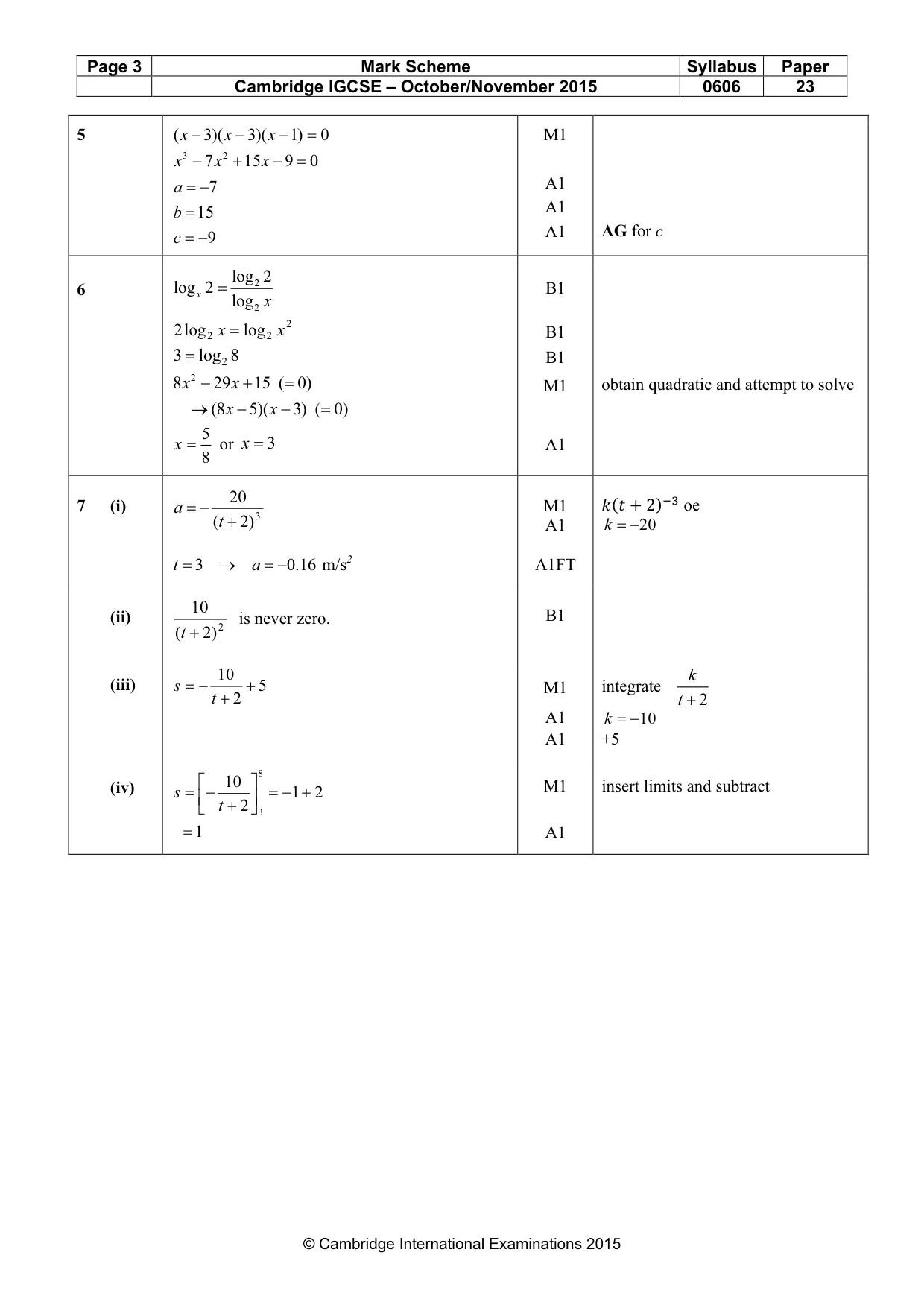 Mark scheme, page 3 of 6