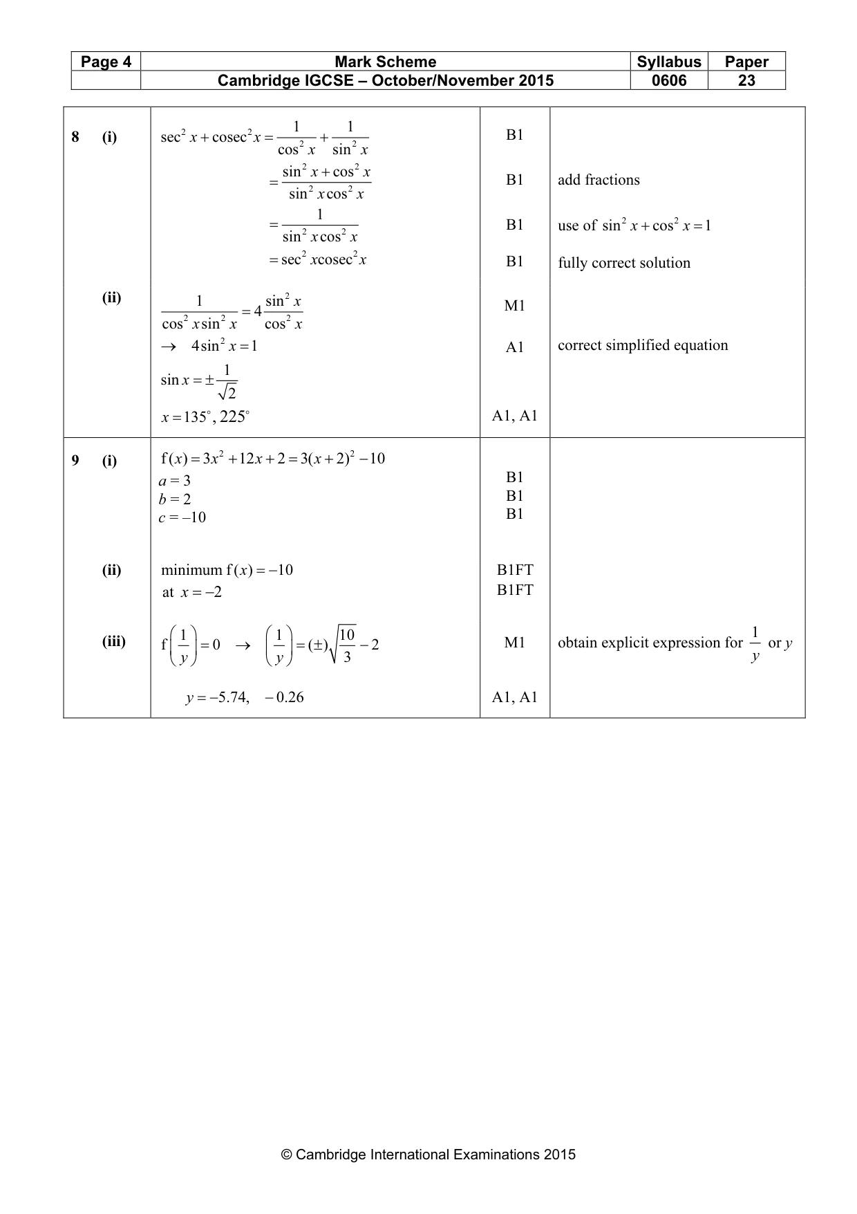 Mark scheme, page 4 of 6