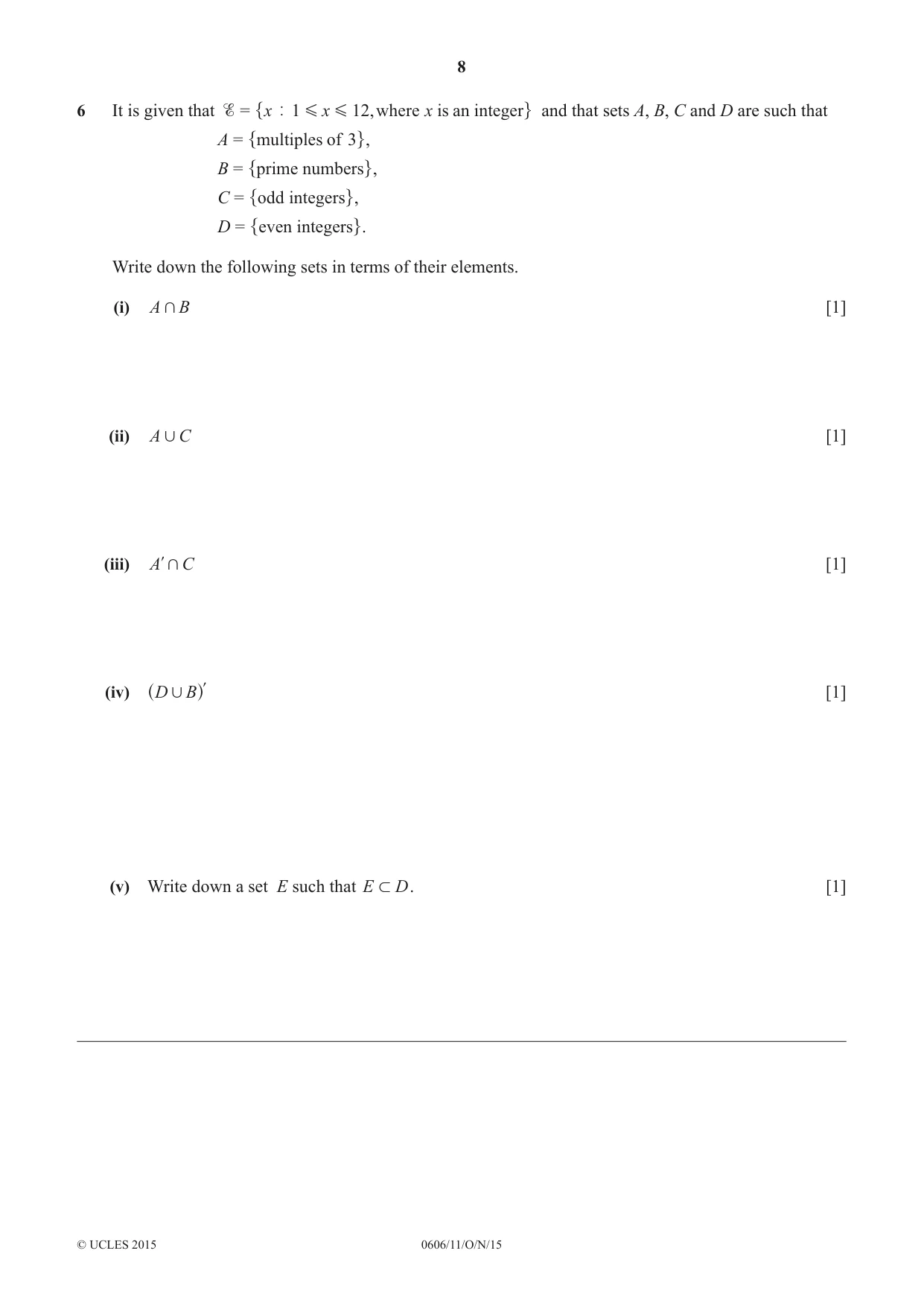 Cambridge IGCSE Mathematics - Additional 0606 2015 Oct/Nov Paper 1 · Variant 1 question paper, page 8 of 16