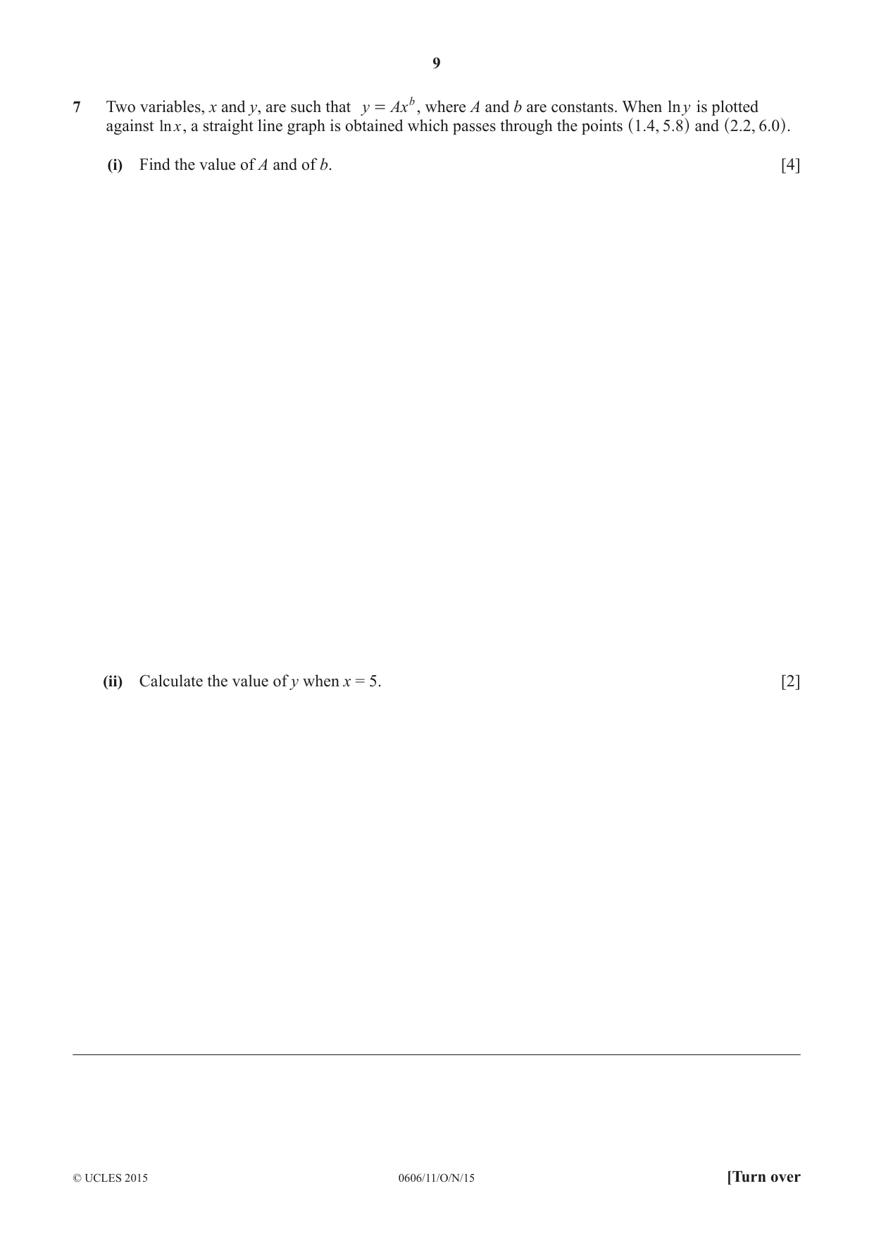 Cambridge IGCSE Mathematics - Additional 0606 2015 Oct/Nov Paper 1 · Variant 1 question paper, page 9 of 16