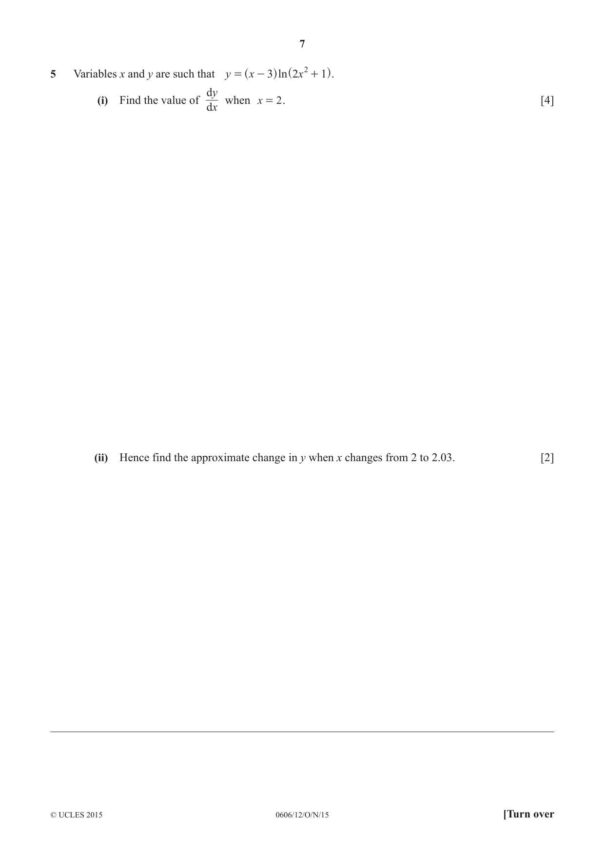 Cambridge IGCSE Mathematics - Additional 0606 2015 Oct/Nov Paper 1 · Variant 2 question paper, page 7 of 16